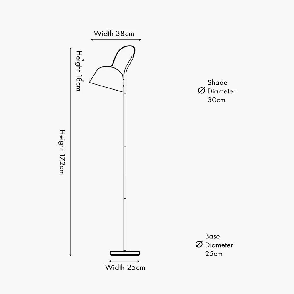 Amalie Black Metal Retro Task Floor Lamp  Nicholas John Interiors