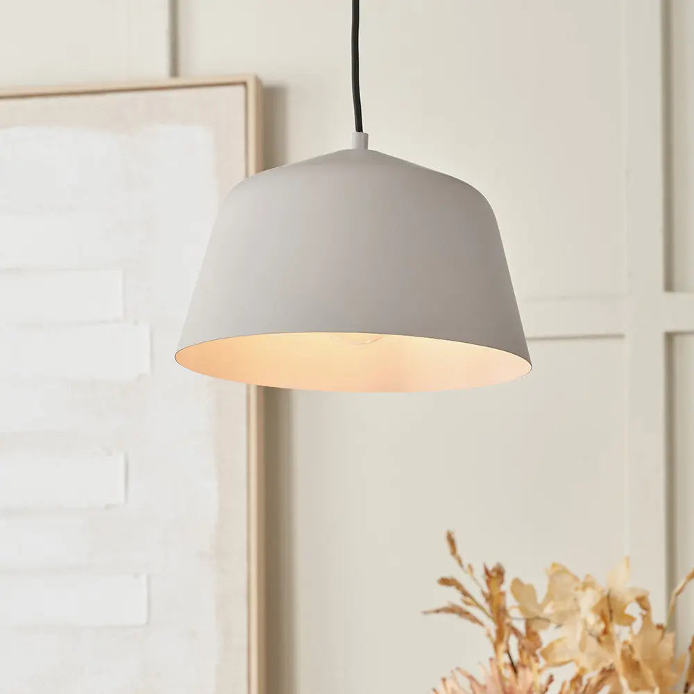 Amalie Grey Metal Retro Pendant  Nicholas John Interiors