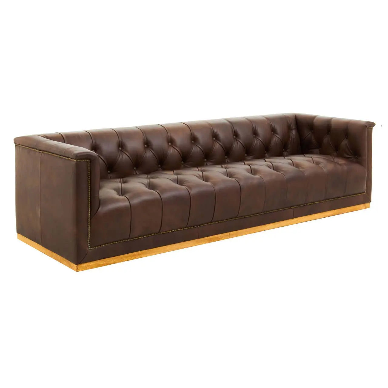 Amara 3 Seater Tufted Leather Sofa in Mexico Brown  Nicholas John Interiors
