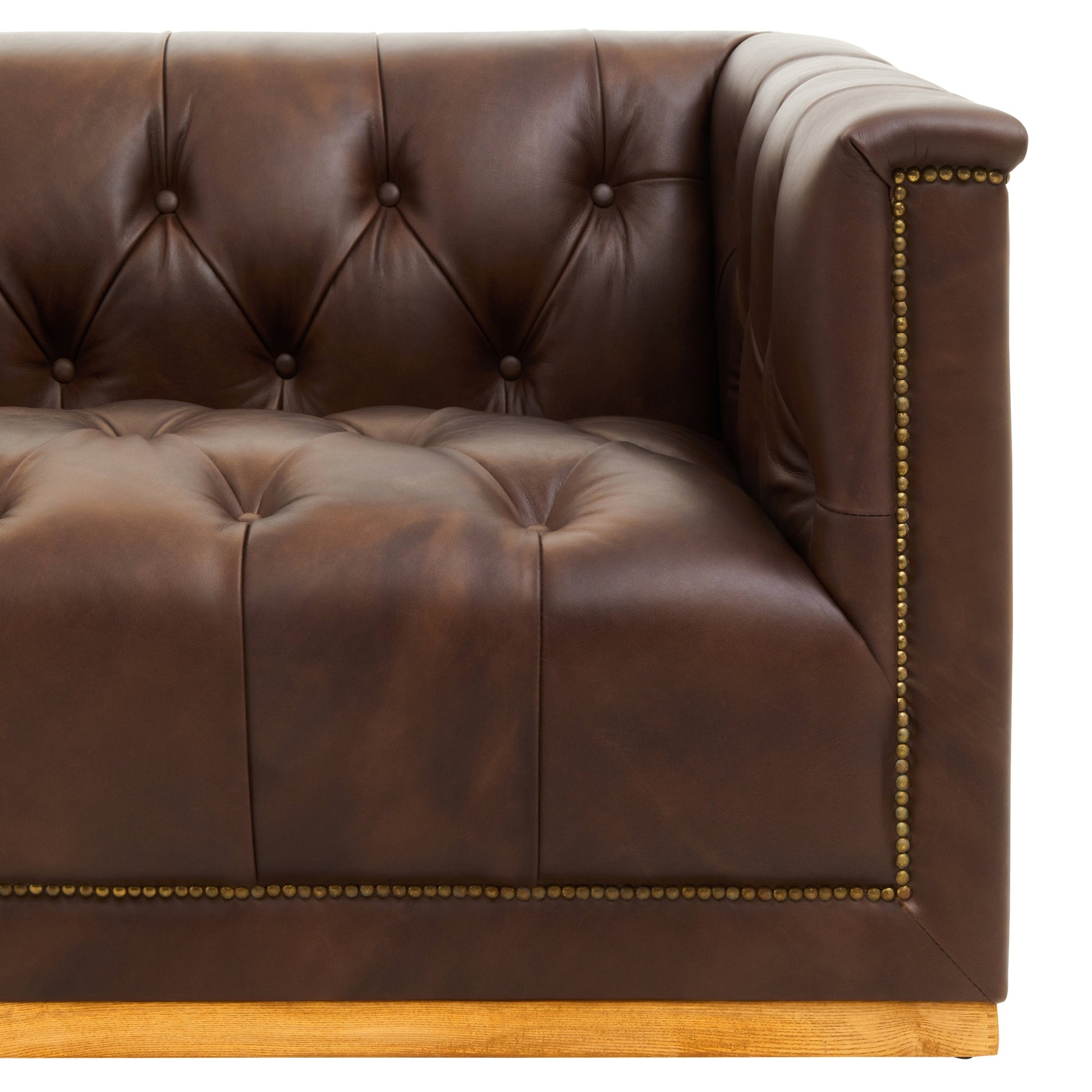Amara 3 Seater Tufted Leather Sofa in Mexico Brown  Nicholas John Interiors