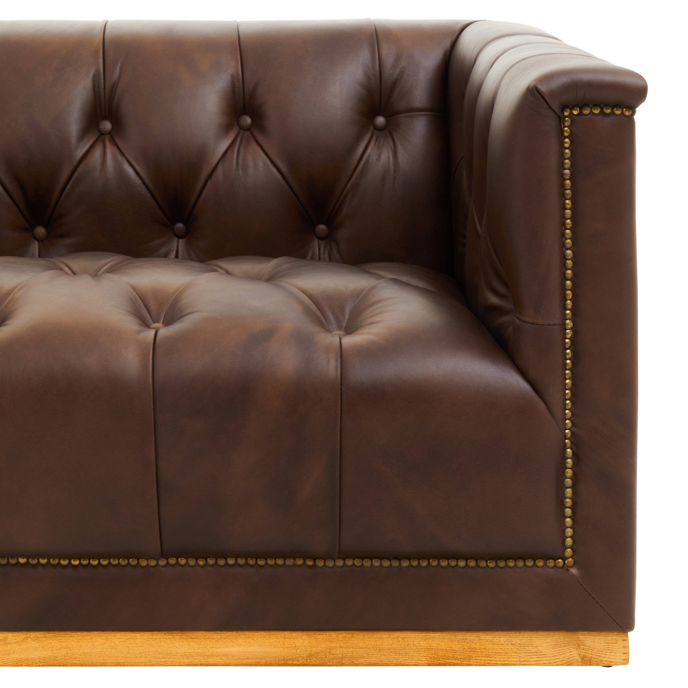 Amara 3 Seater Tufted Leather Sofa in Mexico Brown  Nicholas John Interiors