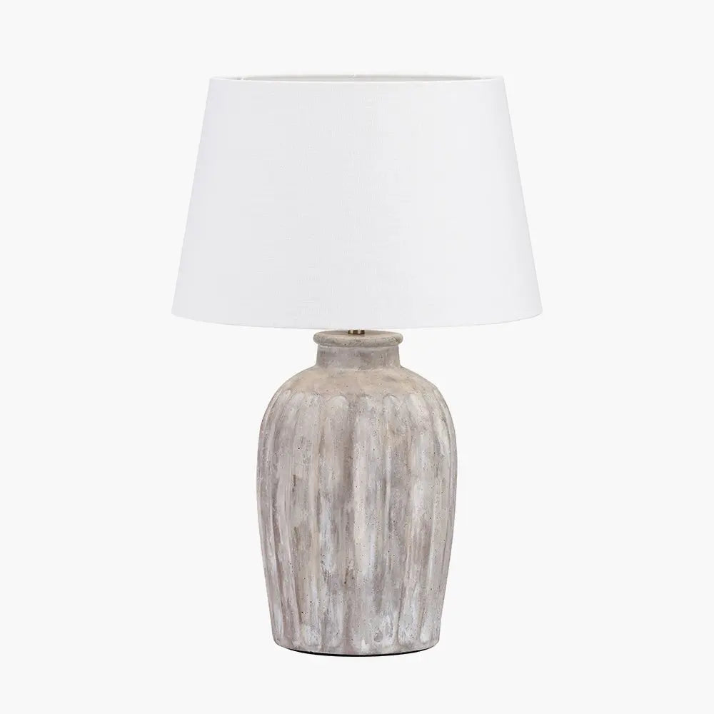 Ambrosia Natural Grooved Stoneware Table Lamp Base  Nicholas John Interiors