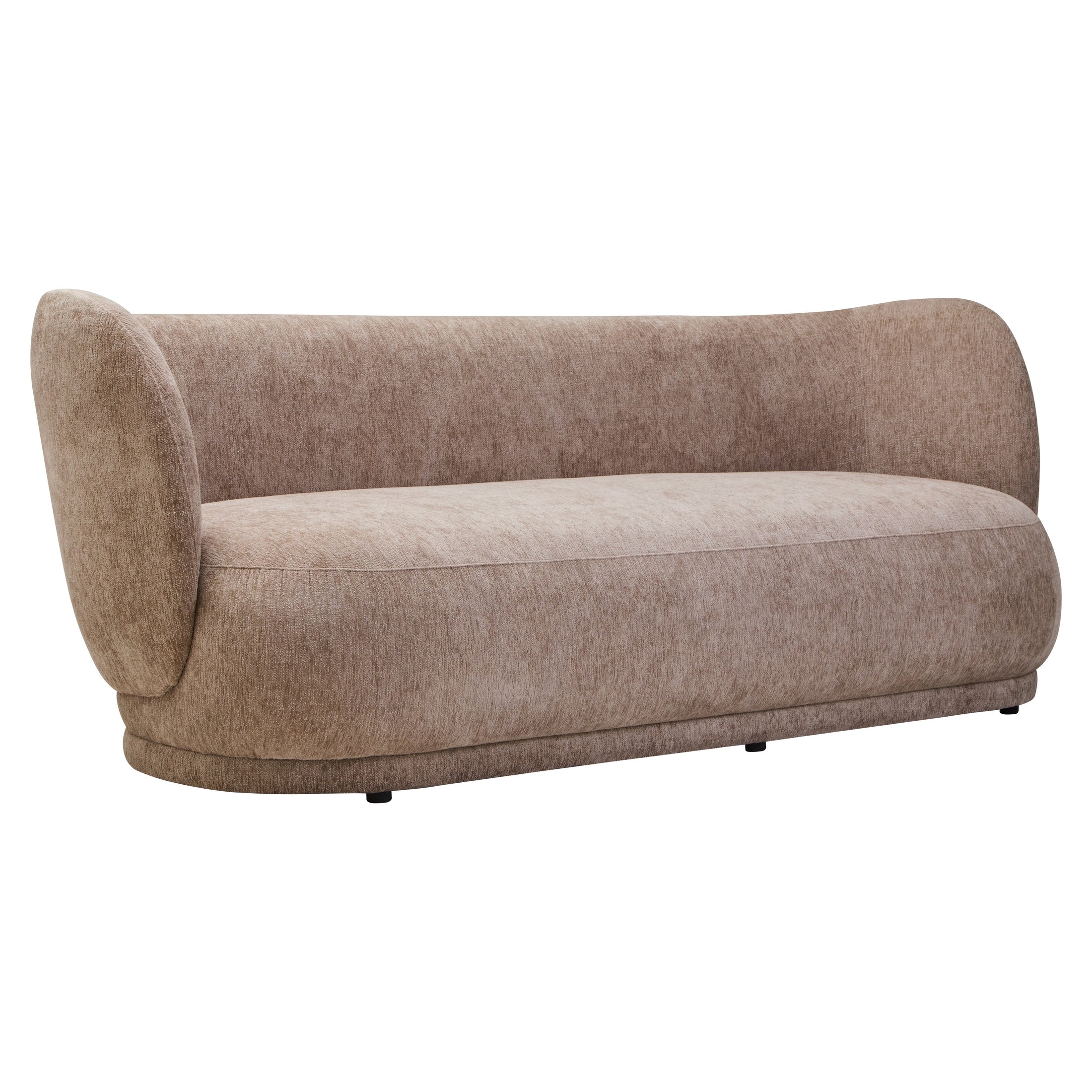 Amira Deep Stone Chenille Curved Three Seater Sofa  Nicholas John Interiors