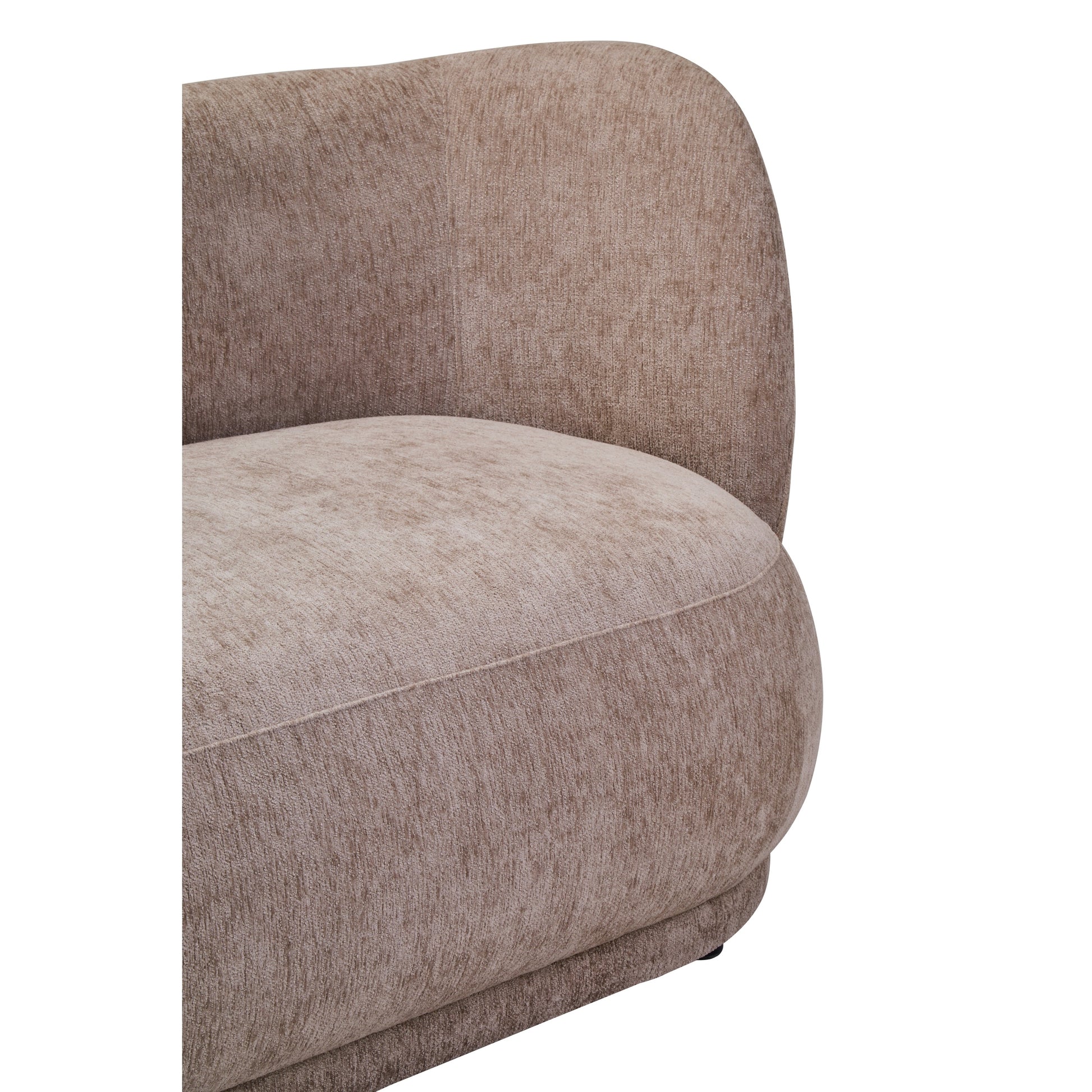 Amira Deep Stone Chenille Curved Three Seater Sofa  Nicholas John Interiors