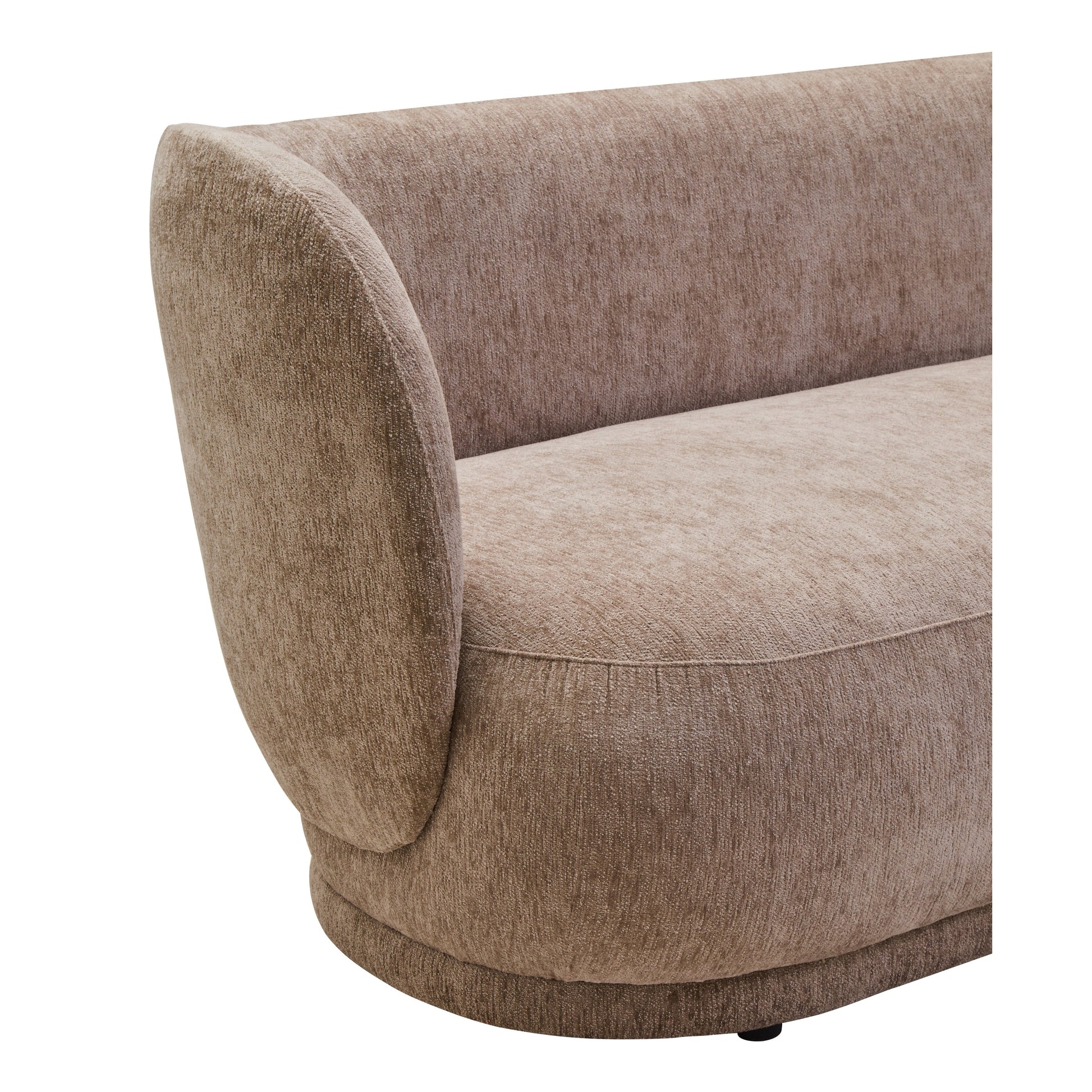 Amira Deep Stone Chenille Curved Three Seater Sofa  Nicholas John Interiors