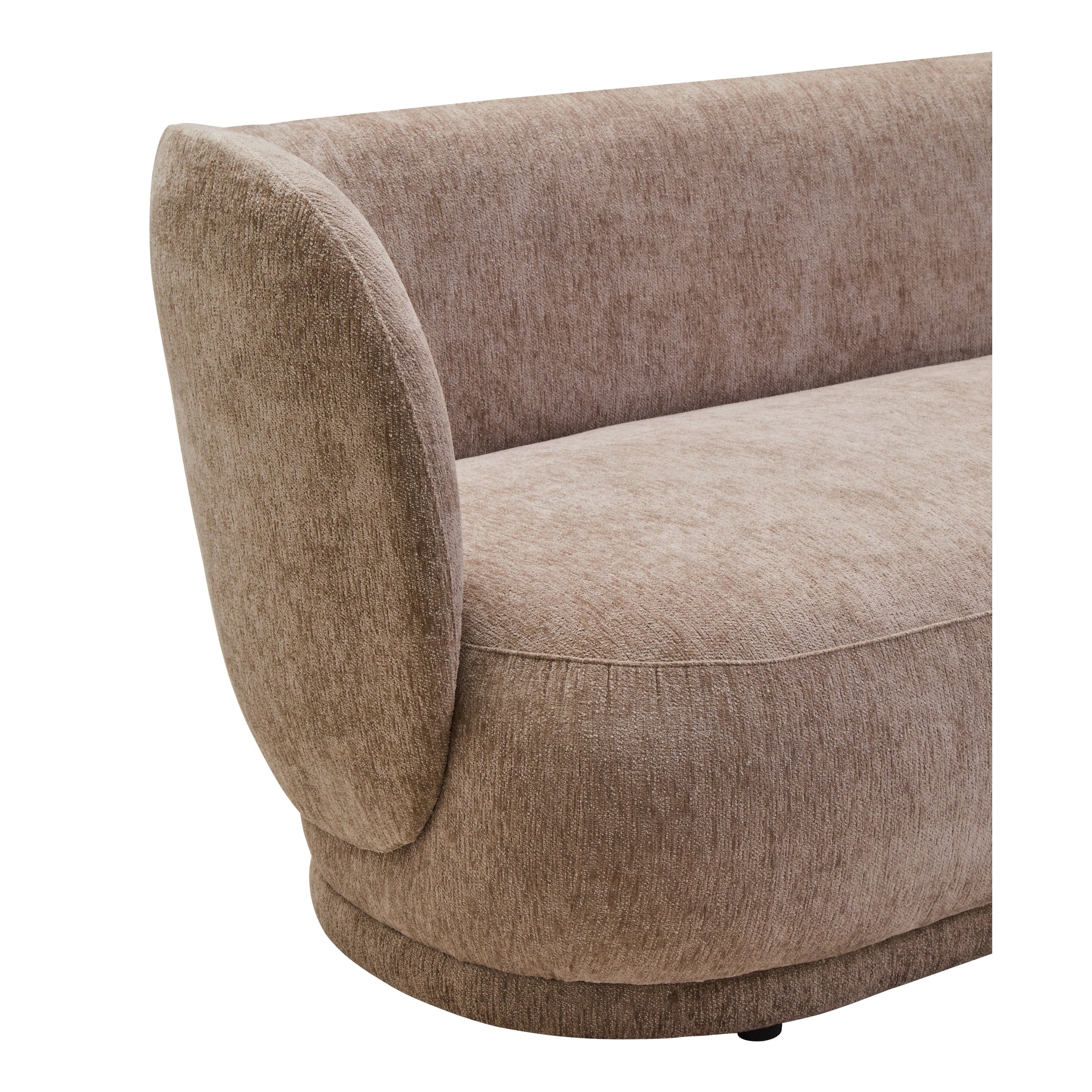 Amira Deep Stone Chenille Curved Three Seater Sofa  Nicholas John Interiors