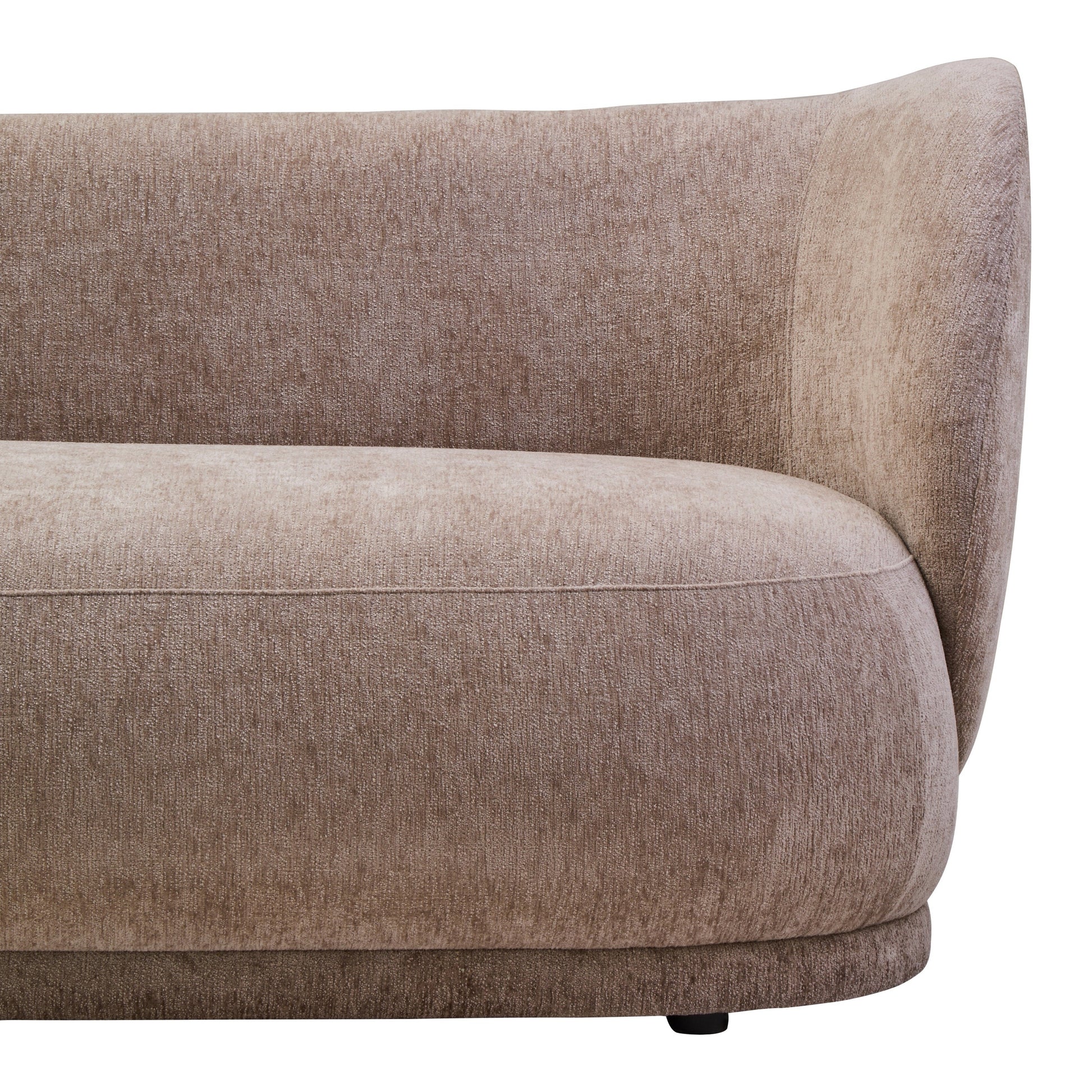 Amira Deep Stone Chenille Curved Three Seater Sofa  Nicholas John Interiors