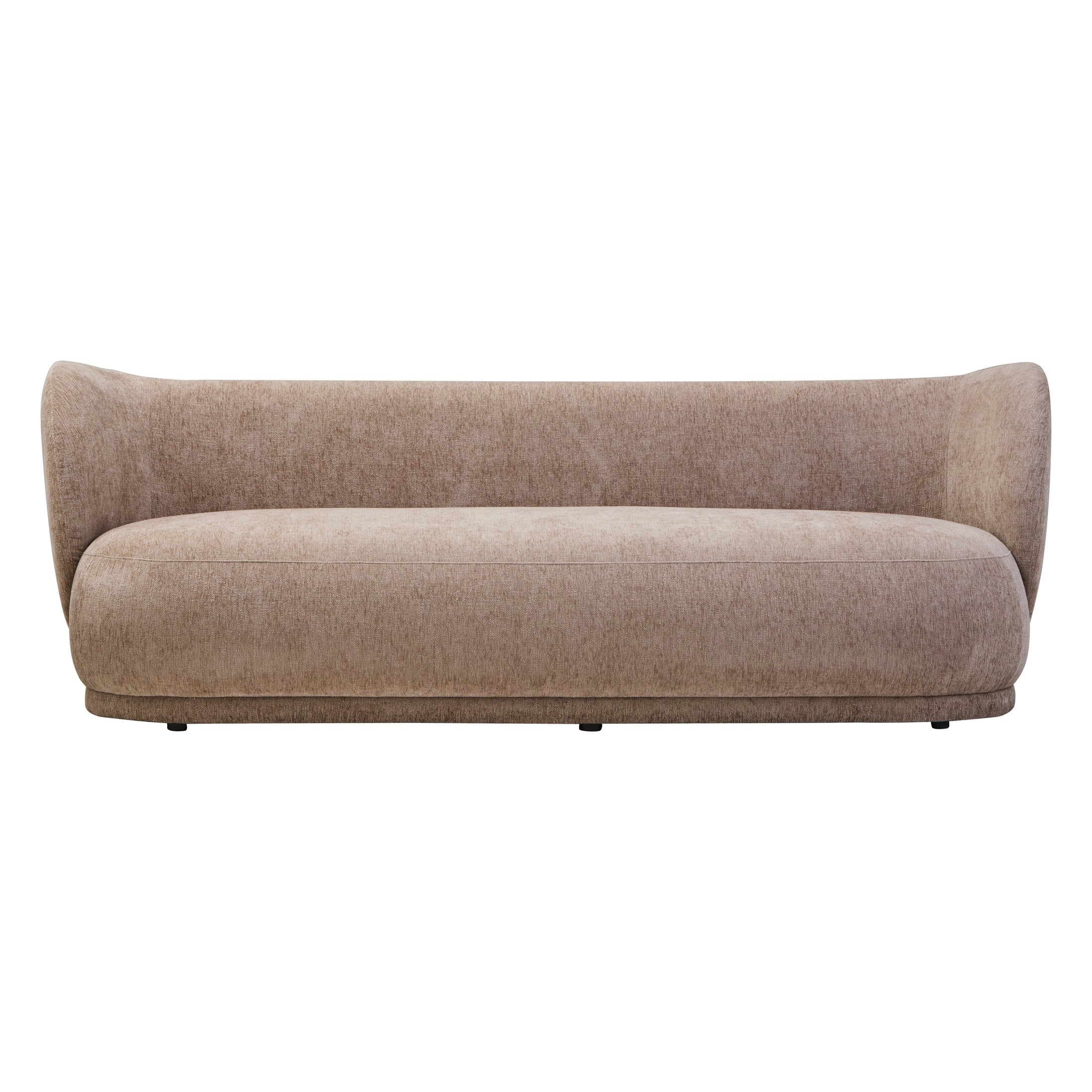 Amira Deep Stone Chenille Curved Three Seater Sofa  Nicholas John Interiors