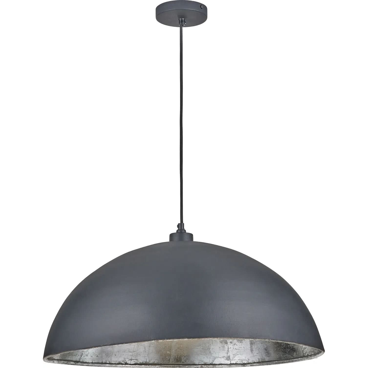 Anders Matt Black and Silver Leaf Metal Dome Pendant   Nicholas John Interiors