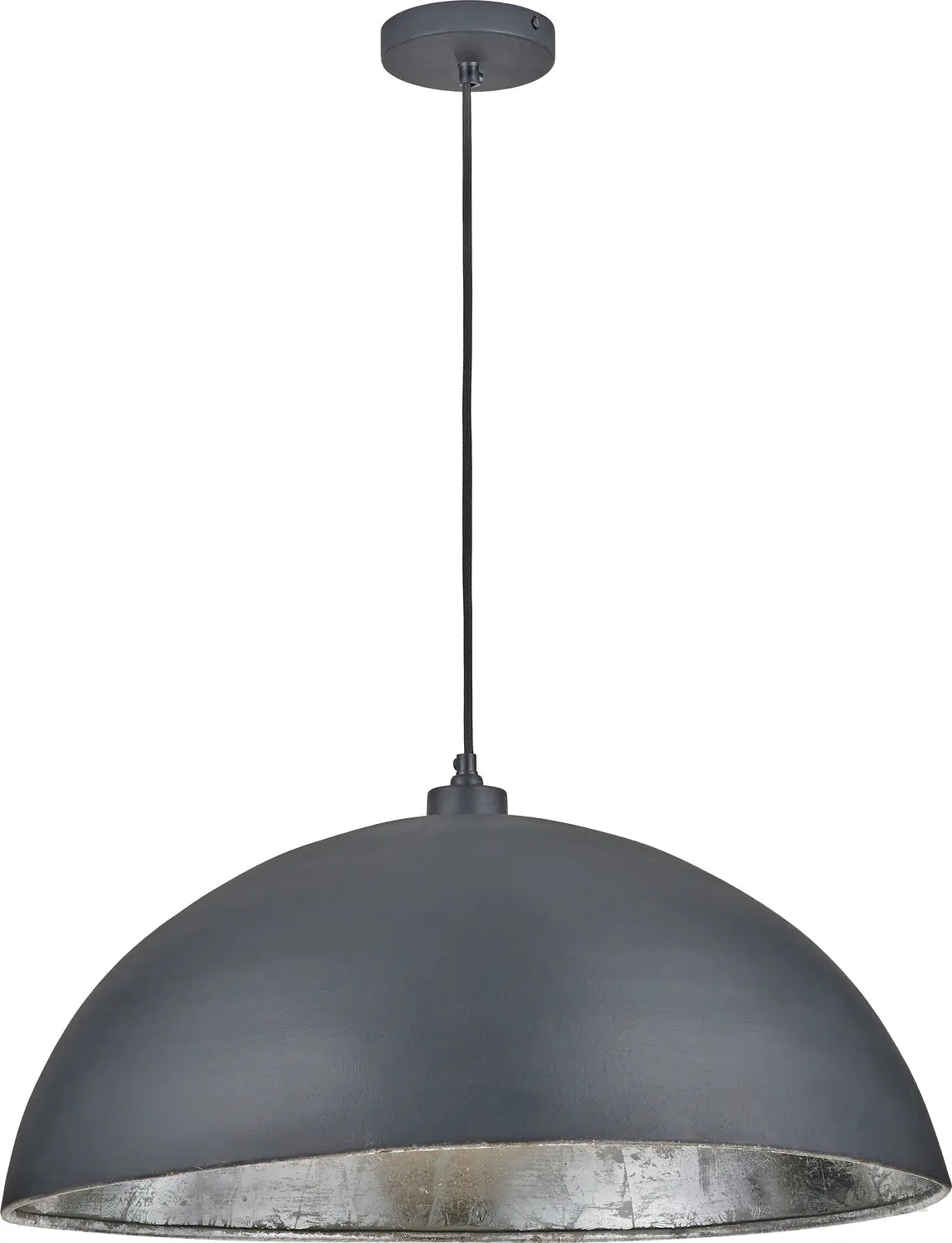 Anders Matt Black and Silver Leaf Metal Dome Pendant   Nicholas John Interiors