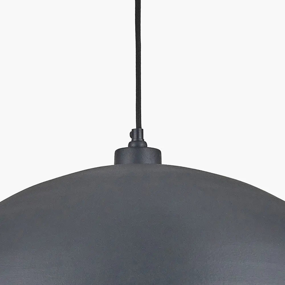 Anders Matt Black and Silver Leaf Metal Dome Pendant   Nicholas John Interiors