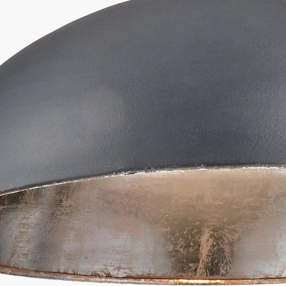 Anders Matt Black and Silver Leaf Metal Dome Pendant   Nicholas John Interiors