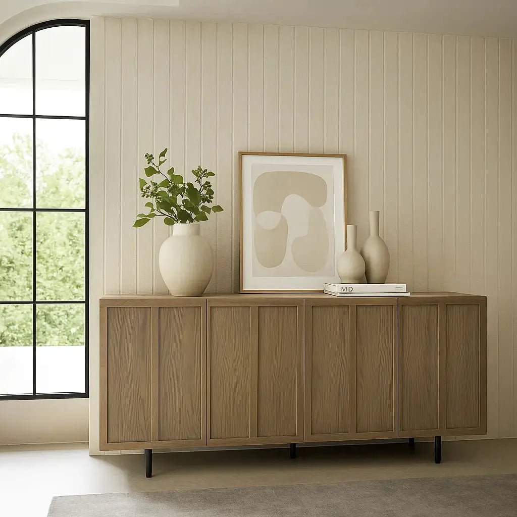 Angled 4 Door Wooden Sideboard   Nicholas John Interiors