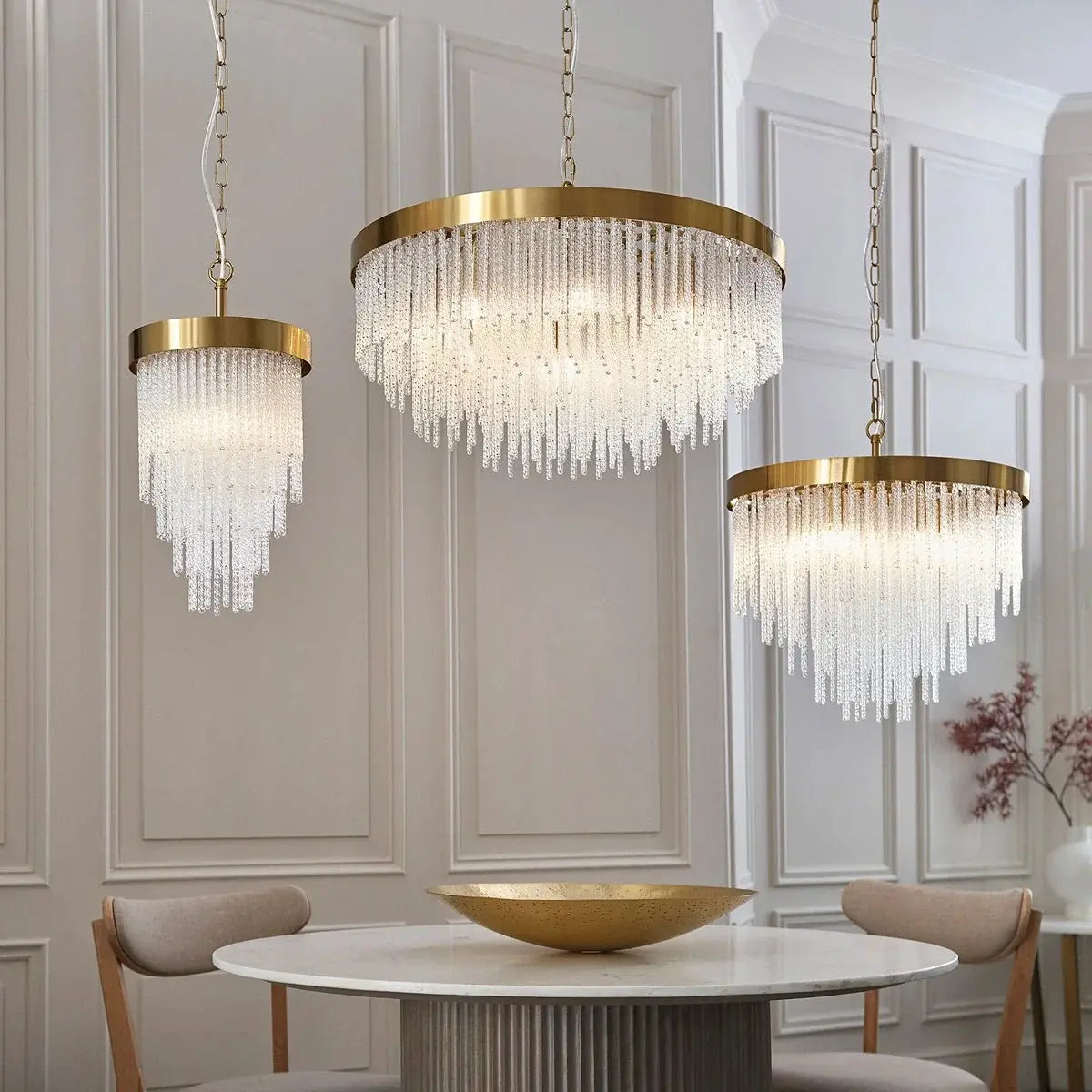 Anistara 9 Pendant Light Brushed Aged Brass   Nicholas John Interiors