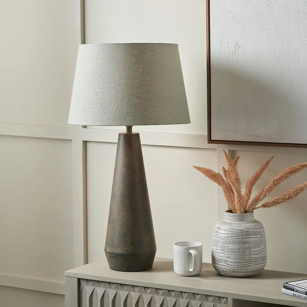 Arbor Verdi Gris Metal Conical Table Lamp Base  Nicholas John Interiors