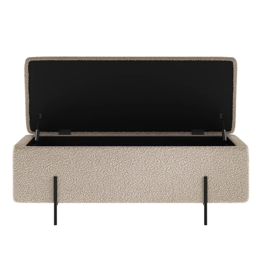 Ashford & Grey Lola Buff Storage Ottoman Buff   Nicholas John Interiors