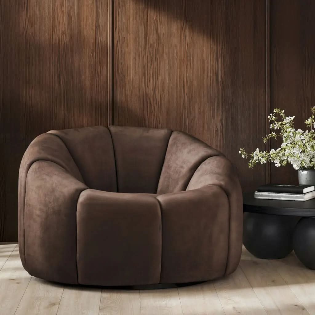 Ashford & Grey Nao Treacle Swivel Chair   Nicholas John Interiors