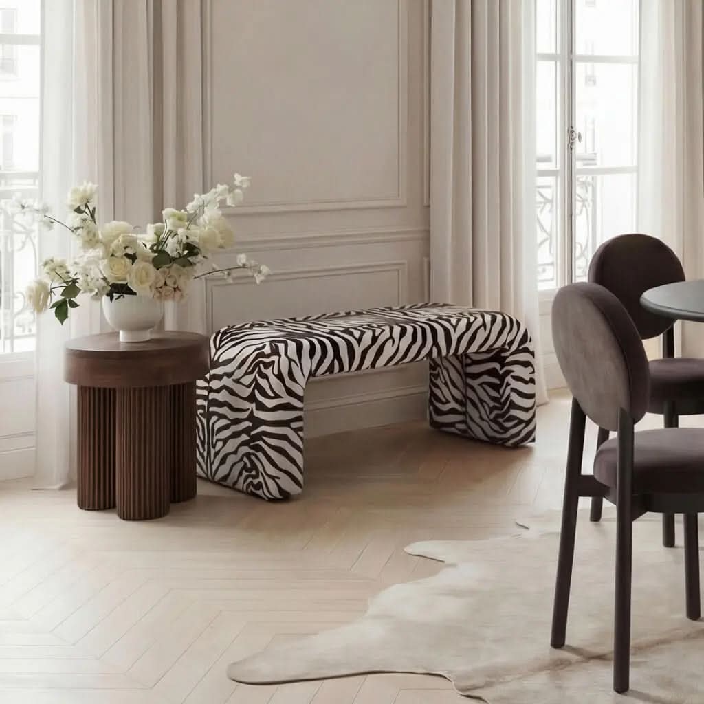 Ashford & Grey Rosa Zebra Bench   Nicholas John Interiors