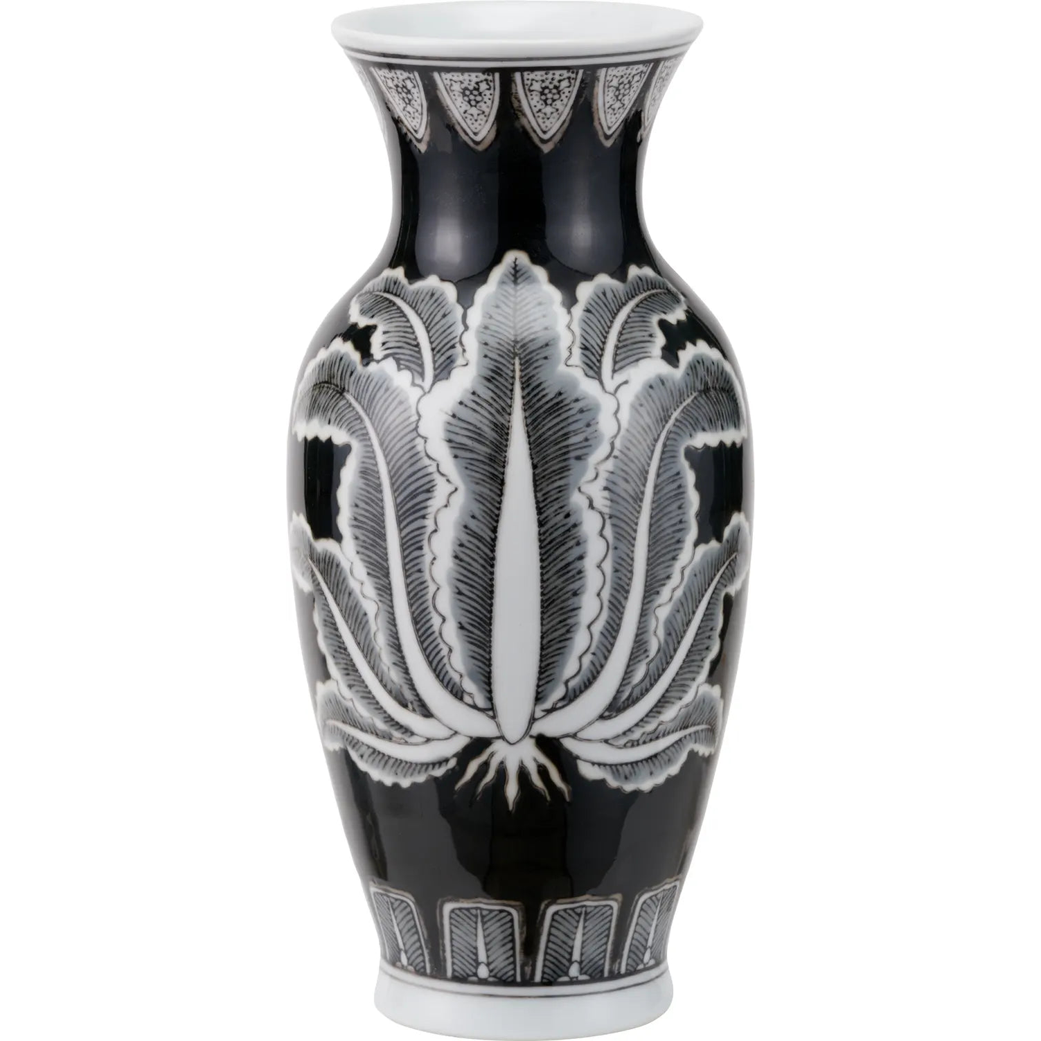 Asteria Black and White Feather Ceramic Urn Vase   Nicholas John Interiors