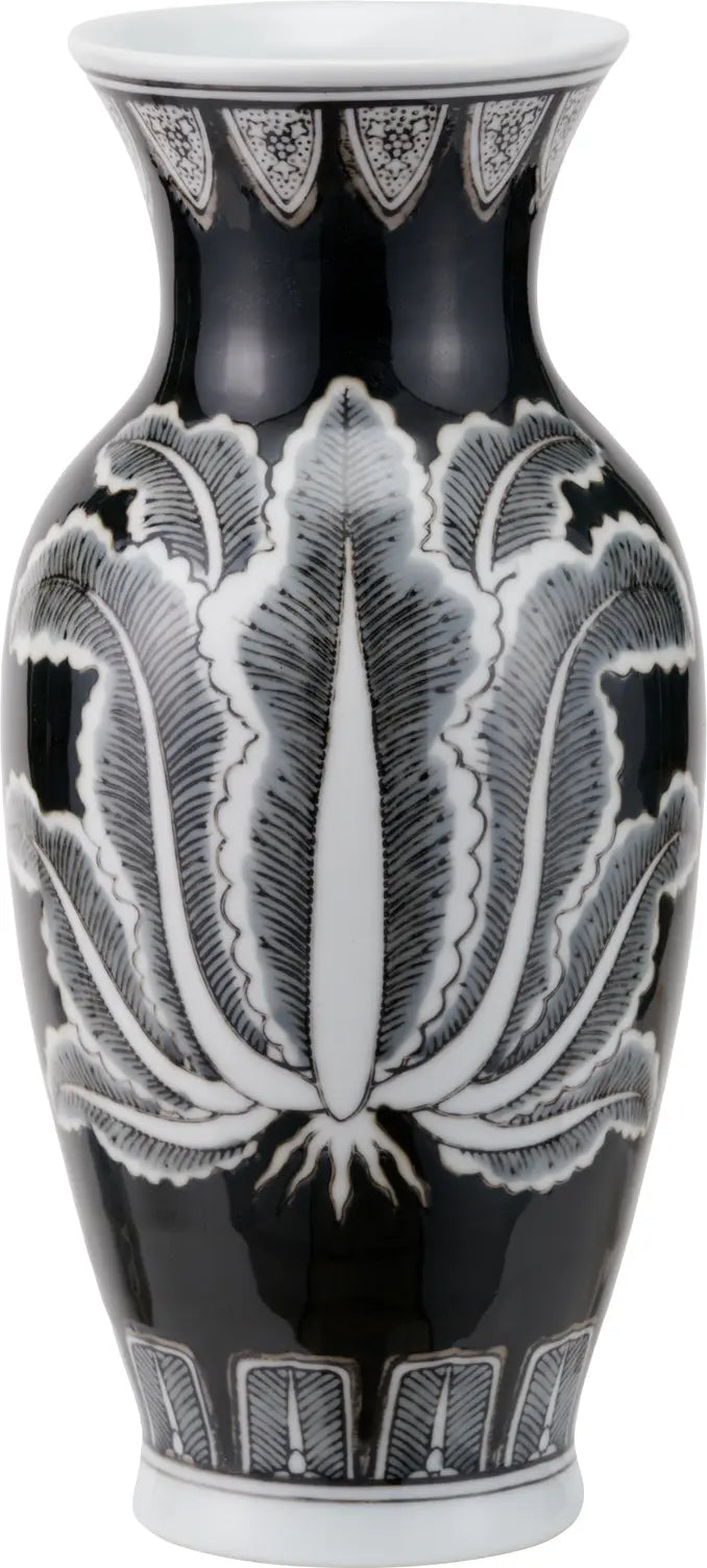 Asteria Black and White Feather Ceramic Urn Vase   Nicholas John Interiors