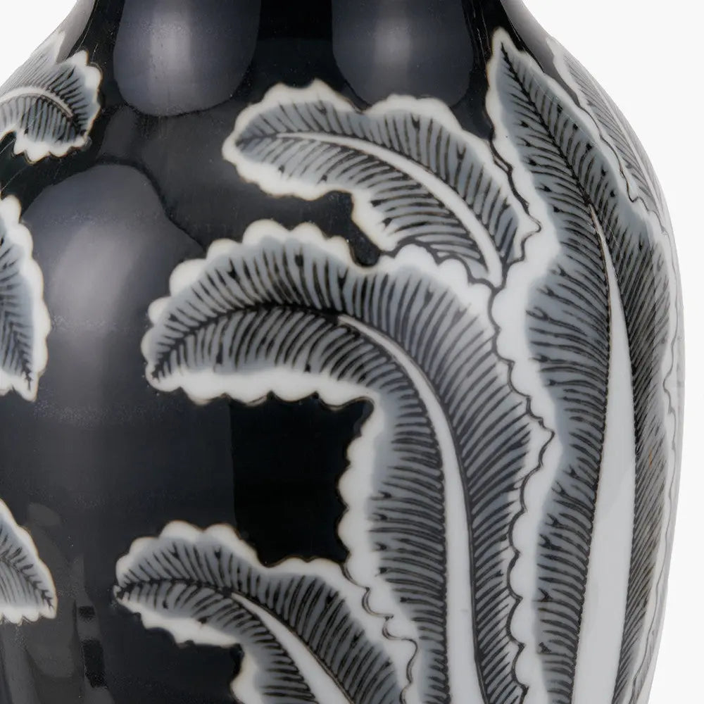 Asteria Black and White Feather Ceramic Urn Vase   Nicholas John Interiors