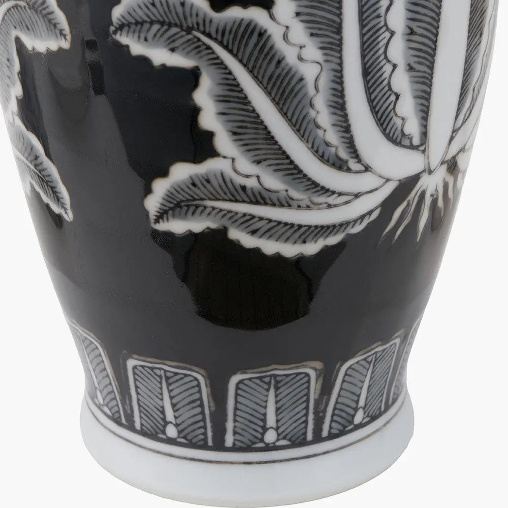 Asteria Black and White Feather Ceramic Urn Vase   Nicholas John Interiors