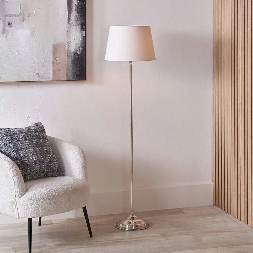 Auden Silver Metal Stick Floor Lamp Base  Nicholas John Interiors