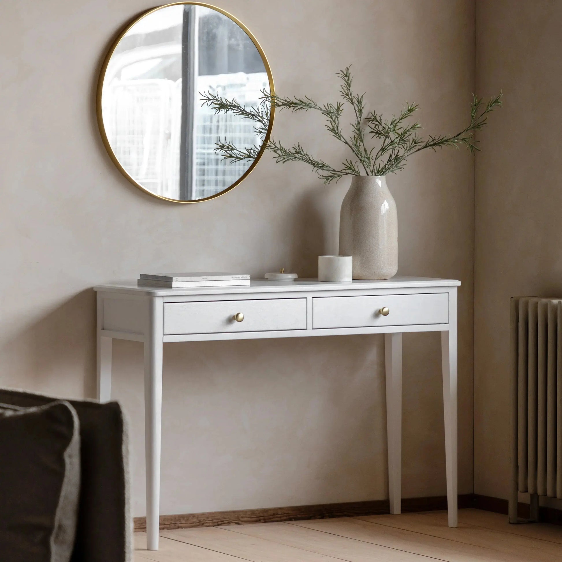 Austin 2 Drawer Console Table White   Nicholas John Interiors