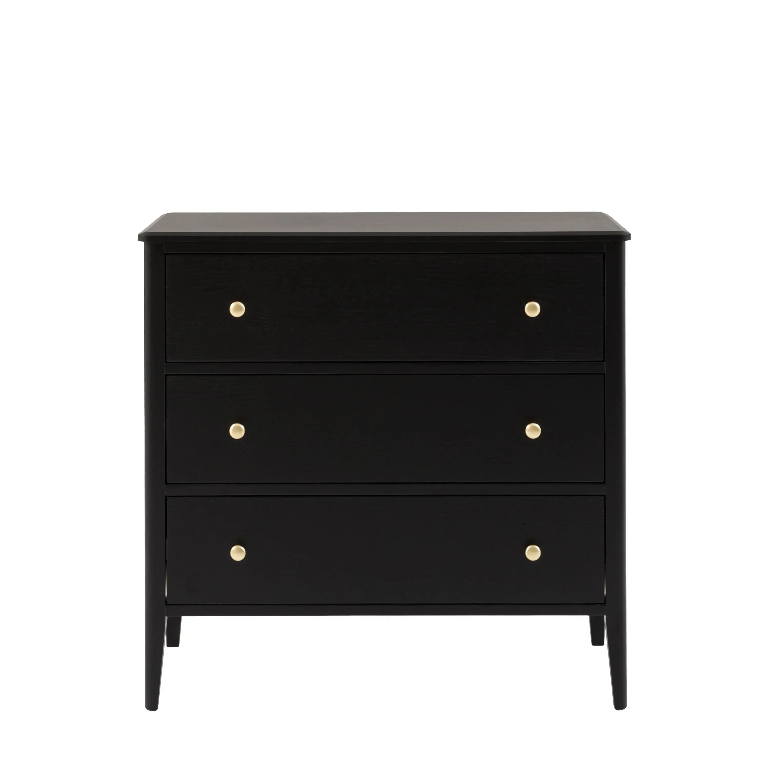 Austin 3 Drawer Chest Black   Nicholas John Interiors