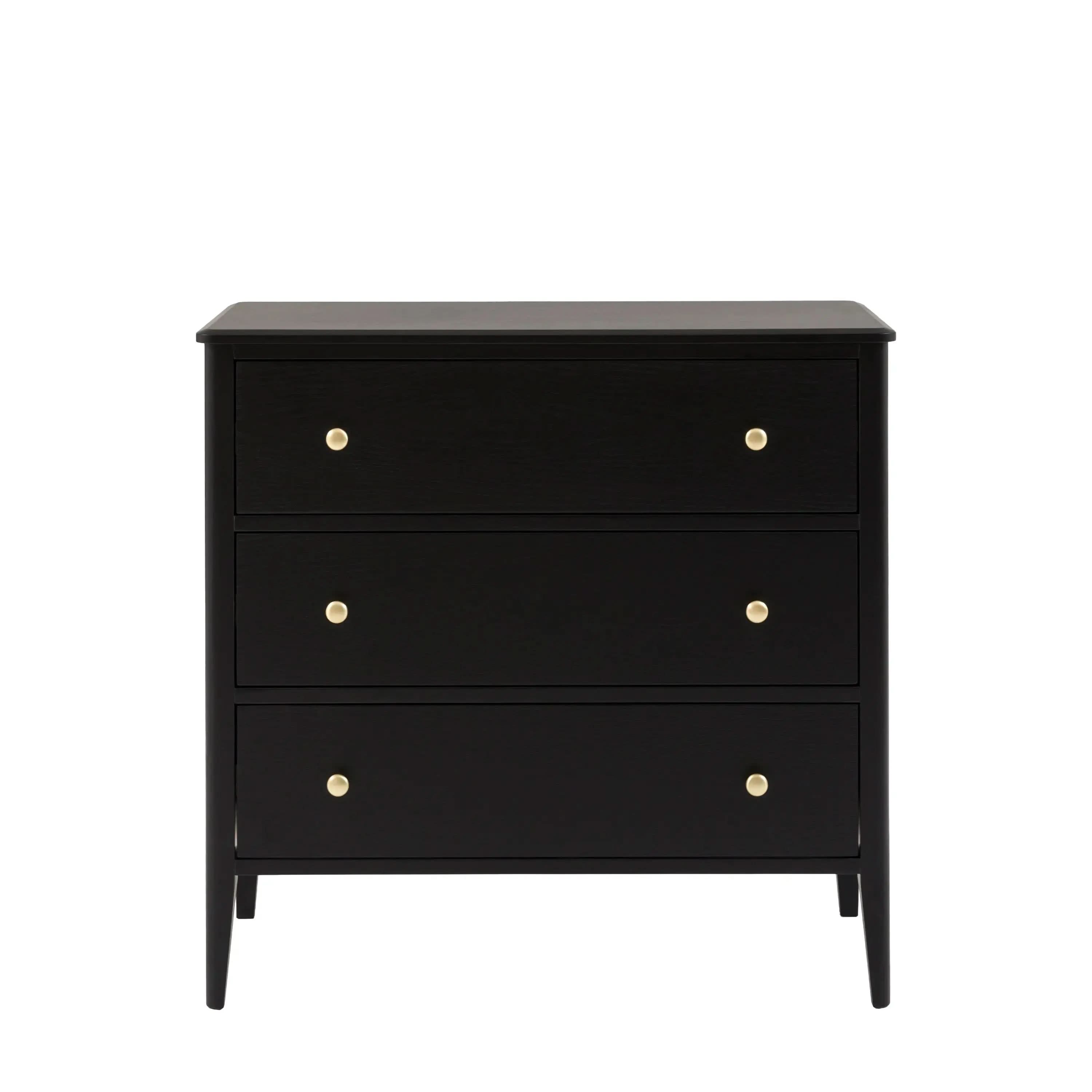 Austin 3 Drawer Chest Black   Nicholas John Interiors
