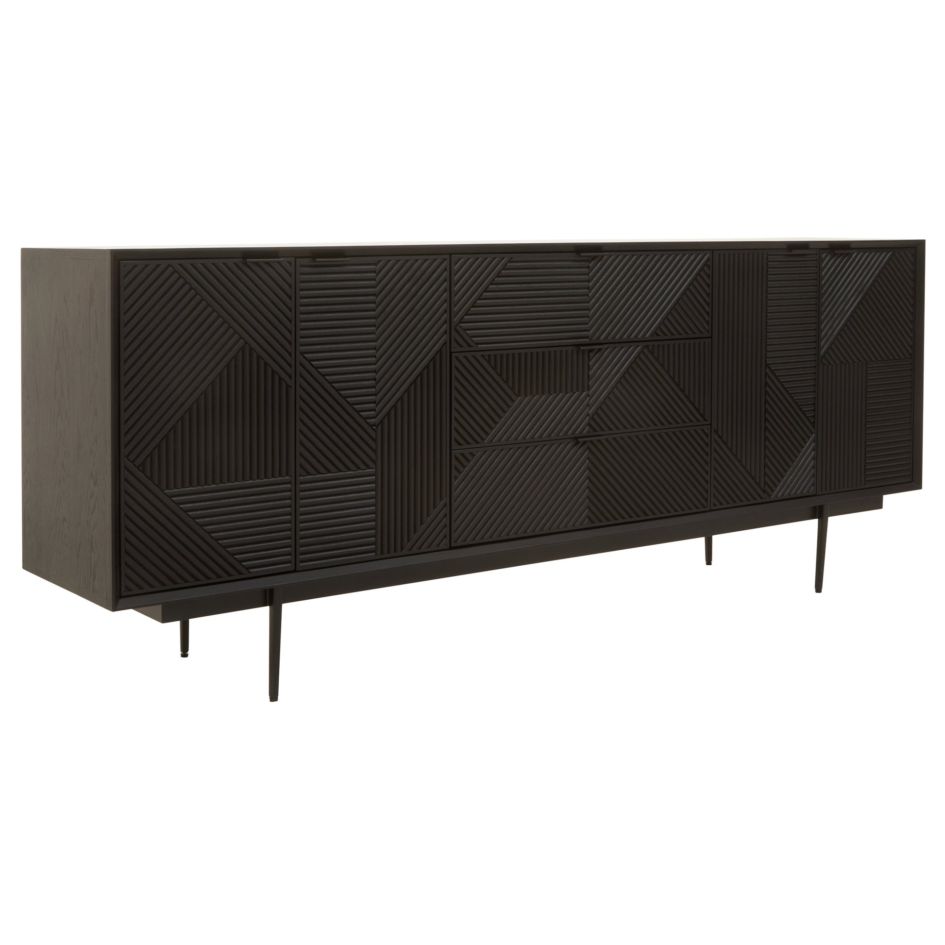 Azara Black Finish Sideboard with 4 Doors and 3 Drawers  Nicholas John Interiors