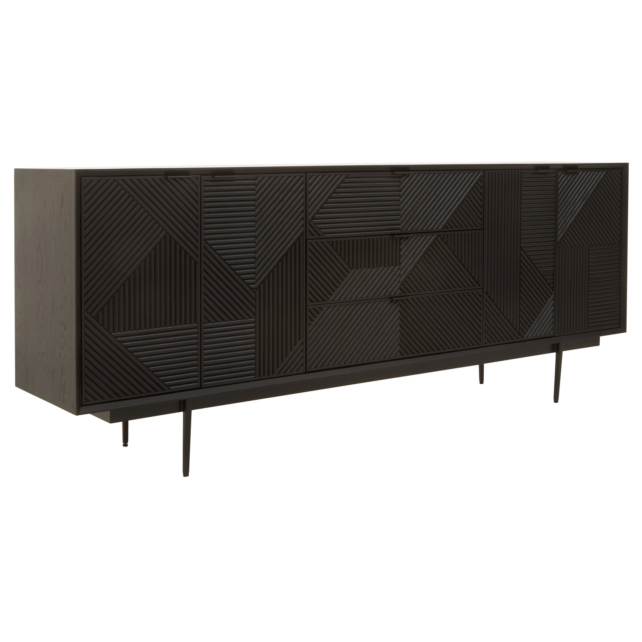 Azara Black Finish Sideboard with 4 Doors and 3 Drawers  Nicholas John Interiors