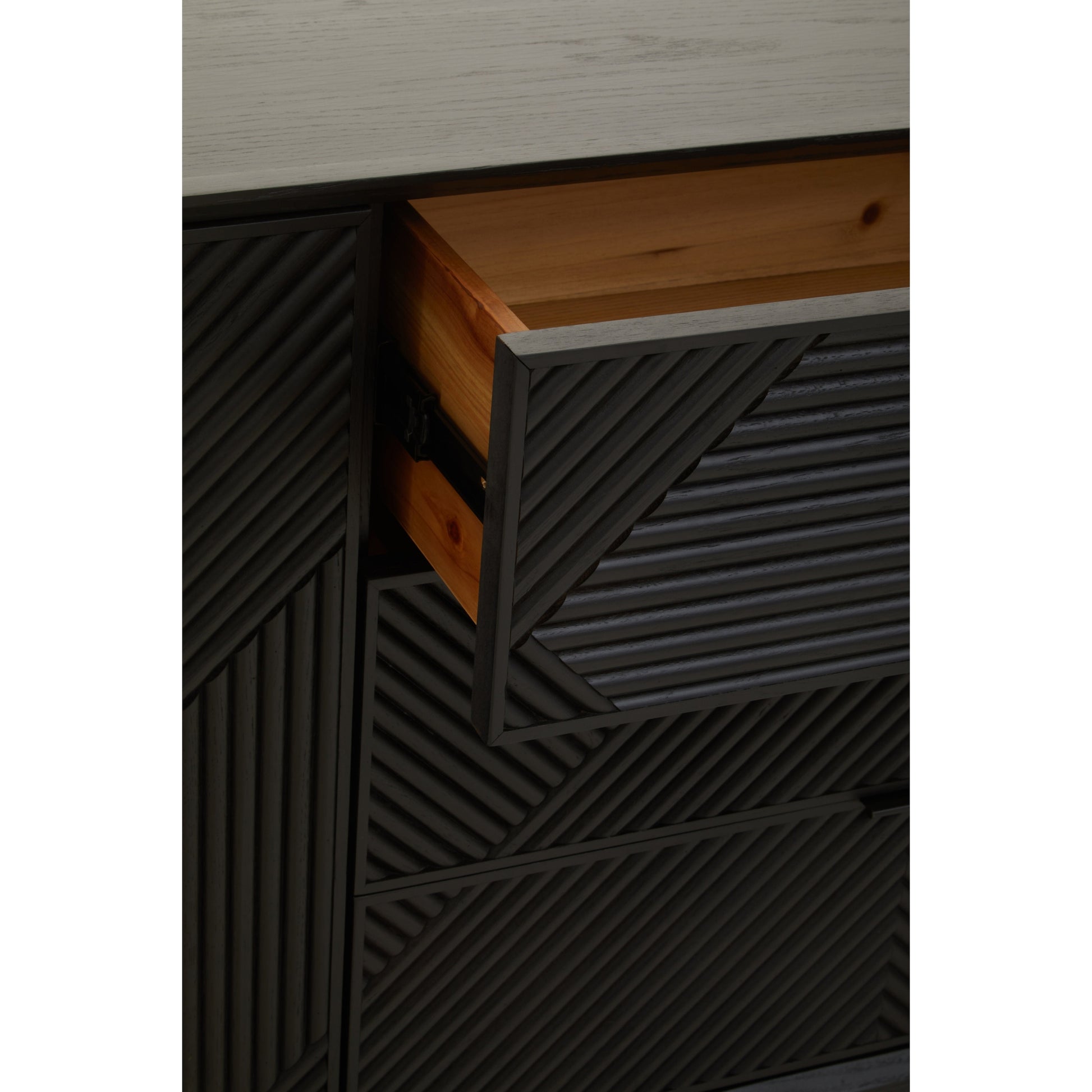 Azara Black Finish Sideboard with 4 Doors and 3 Drawers  Nicholas John Interiors