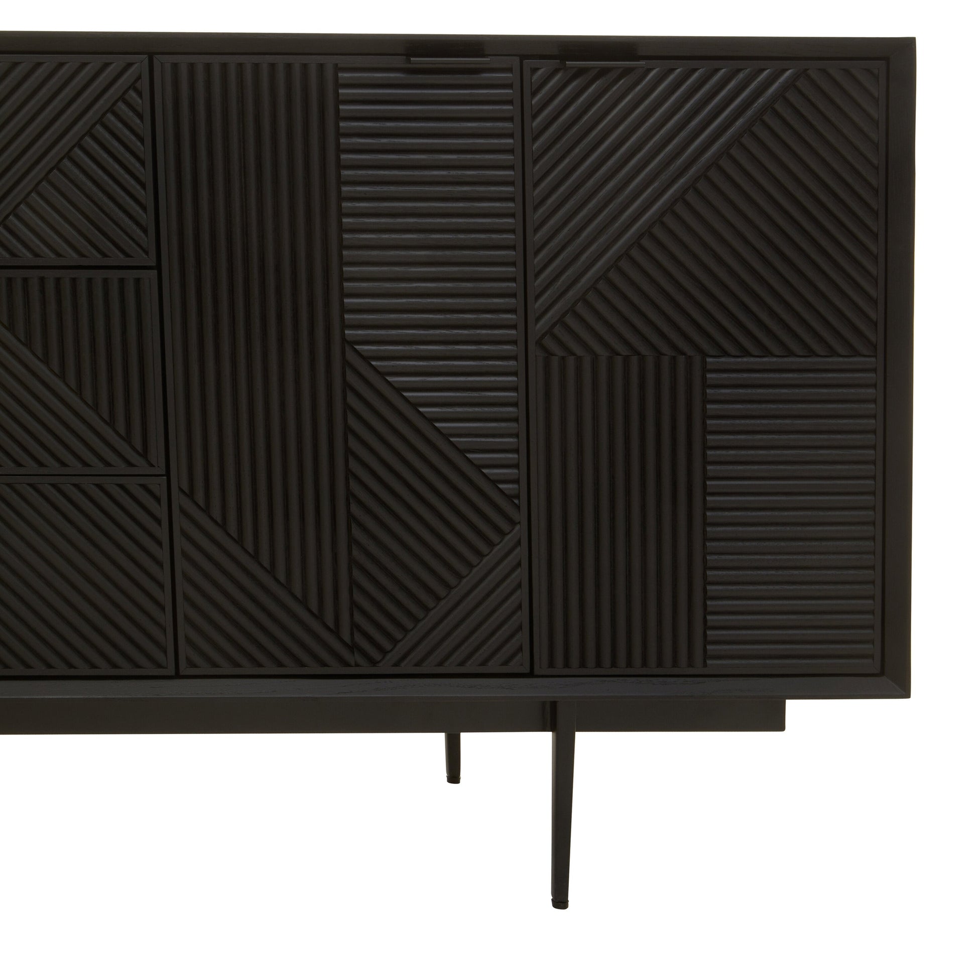 Azara Black Finish Sideboard with 4 Doors and 3 Drawers  Nicholas John Interiors