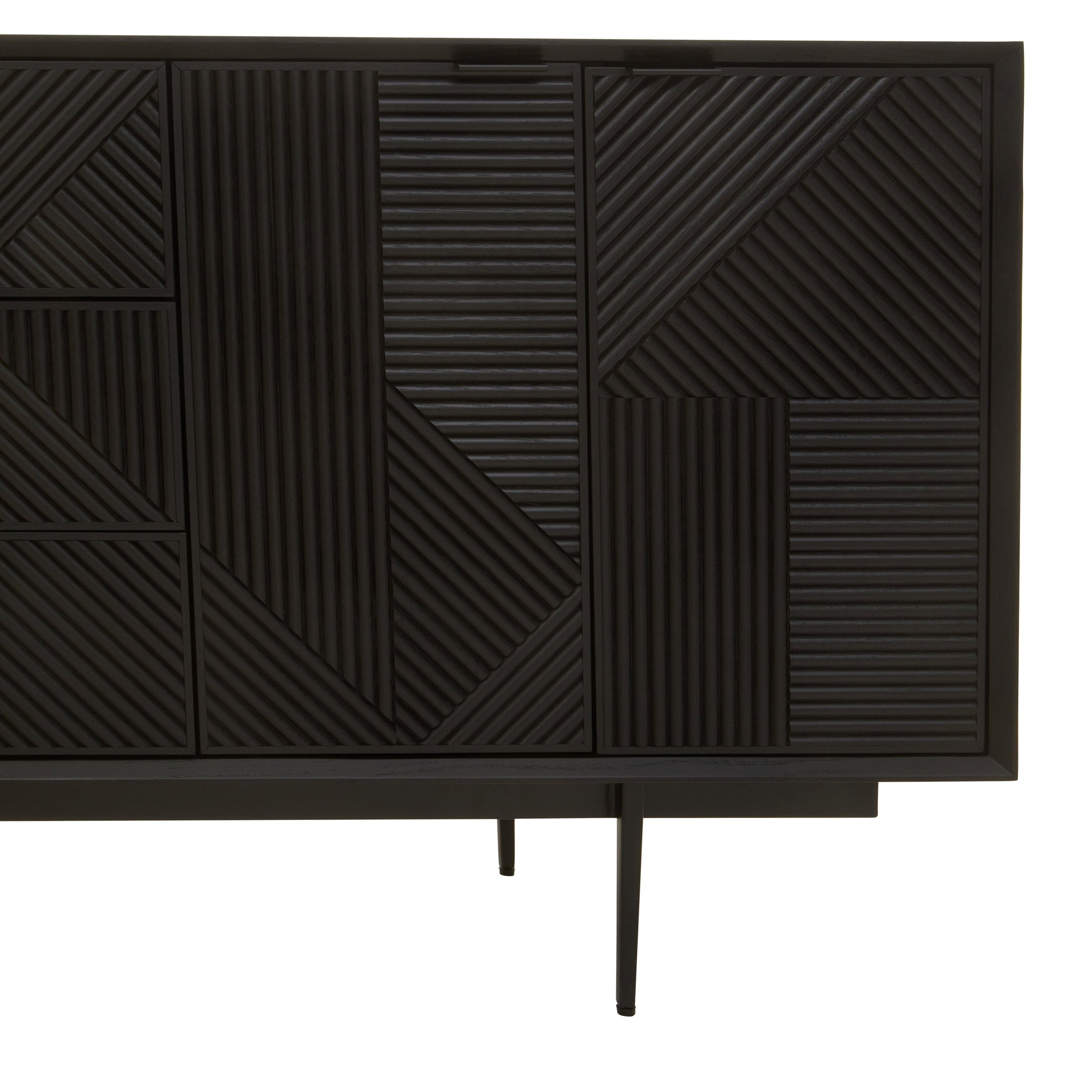 Azara Black Finish Sideboard with 4 Doors and 3 Drawers  Nicholas John Interiors