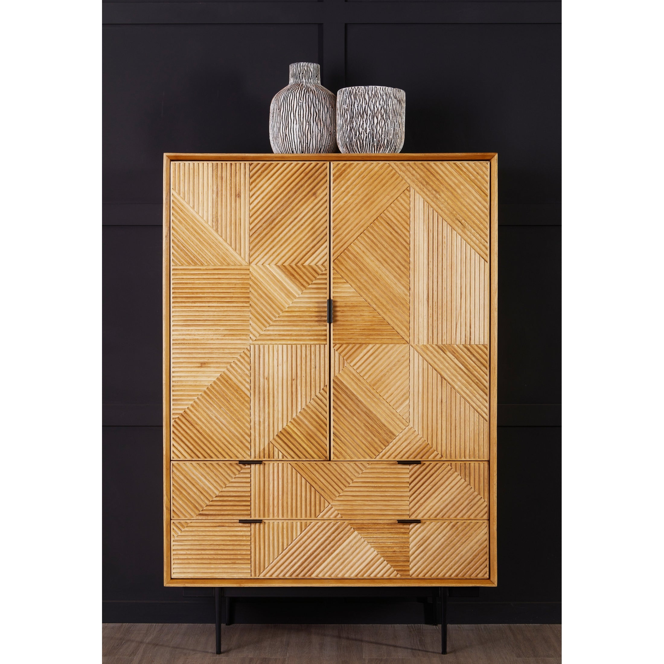 Azara Natural Finish Cabinet with Drawers  Nicholas John Interiors