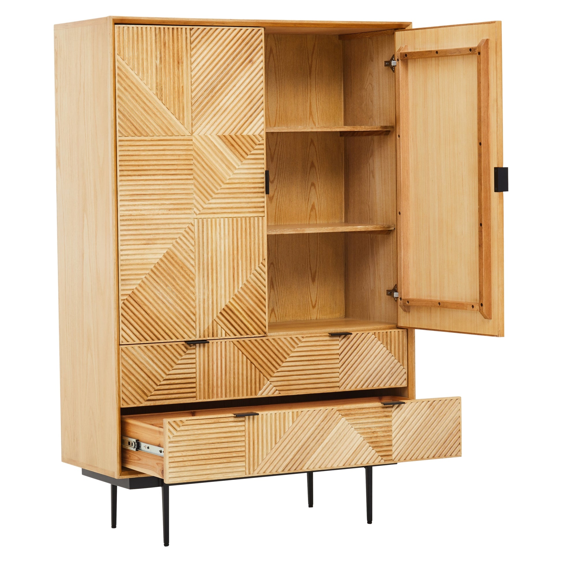 Azara Natural Finish Cabinet with Drawers  Nicholas John Interiors