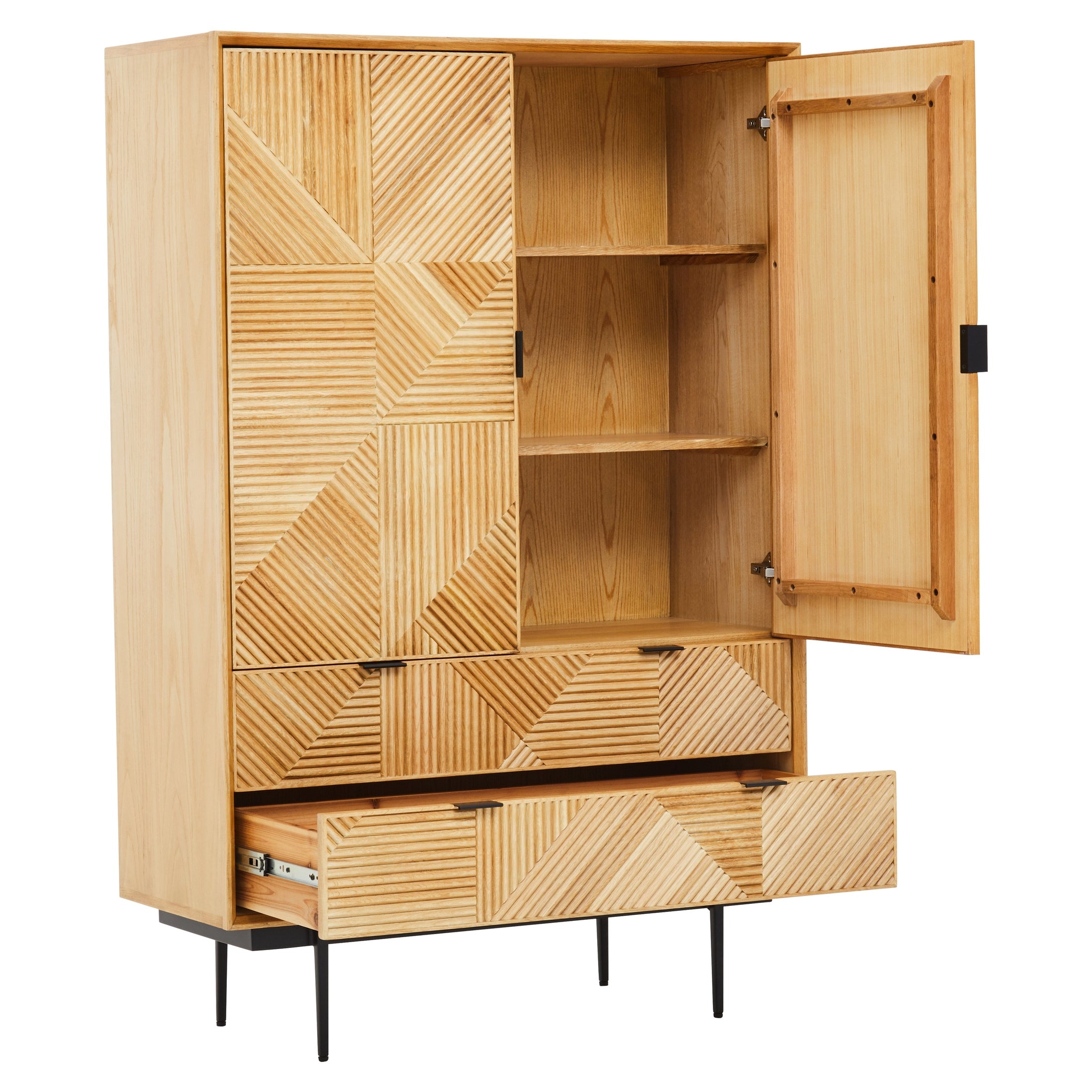 Azara Natural Finish Cabinet with Drawers  Nicholas John Interiors