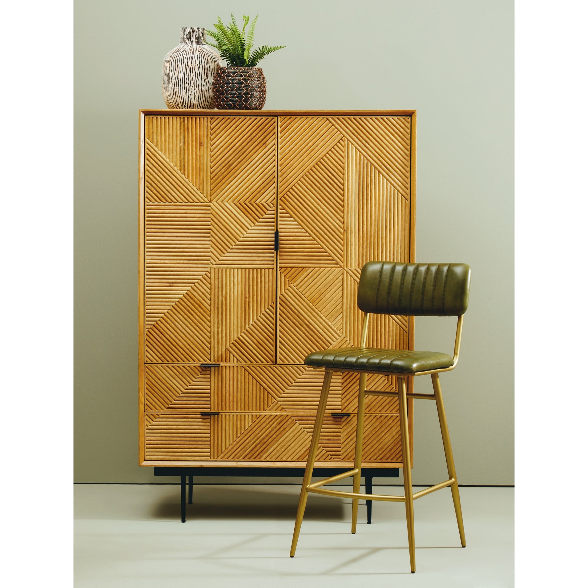 Azara Natural Finish Cabinet with Drawers  Nicholas John Interiors