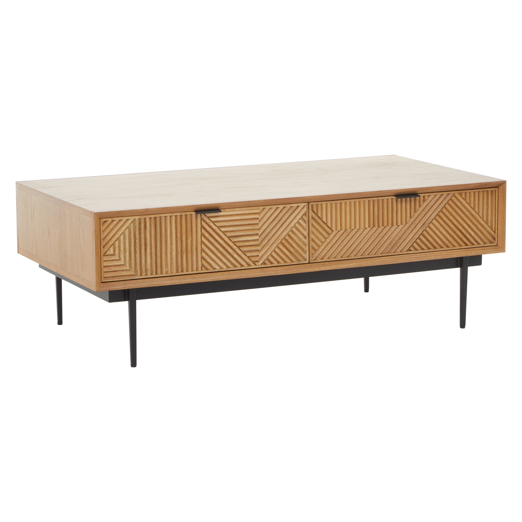 Azara Natural Finish Coffee Table with Drawers  Nicholas John Interiors