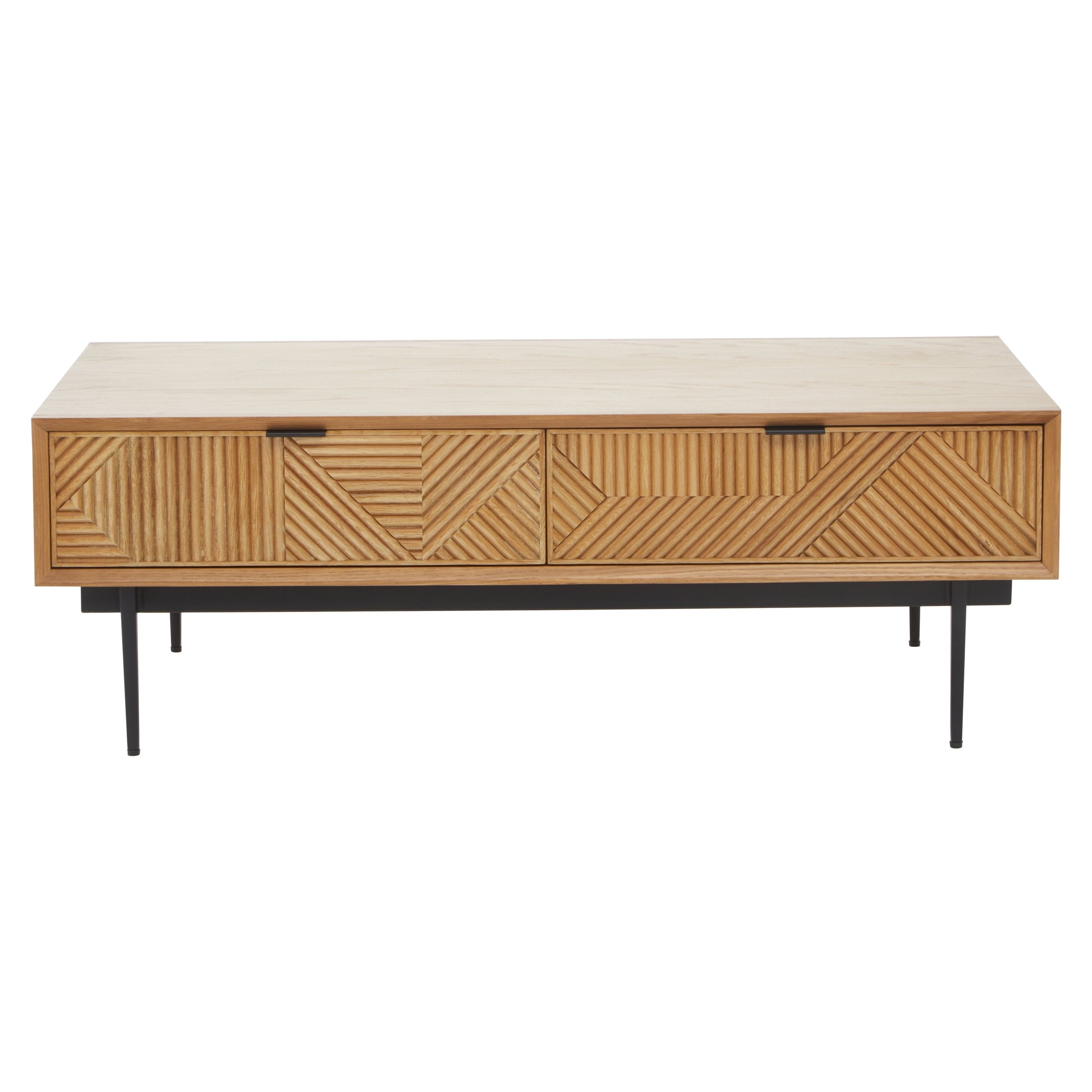 Azara Natural Finish Coffee Table with Drawers  Nicholas John Interiors