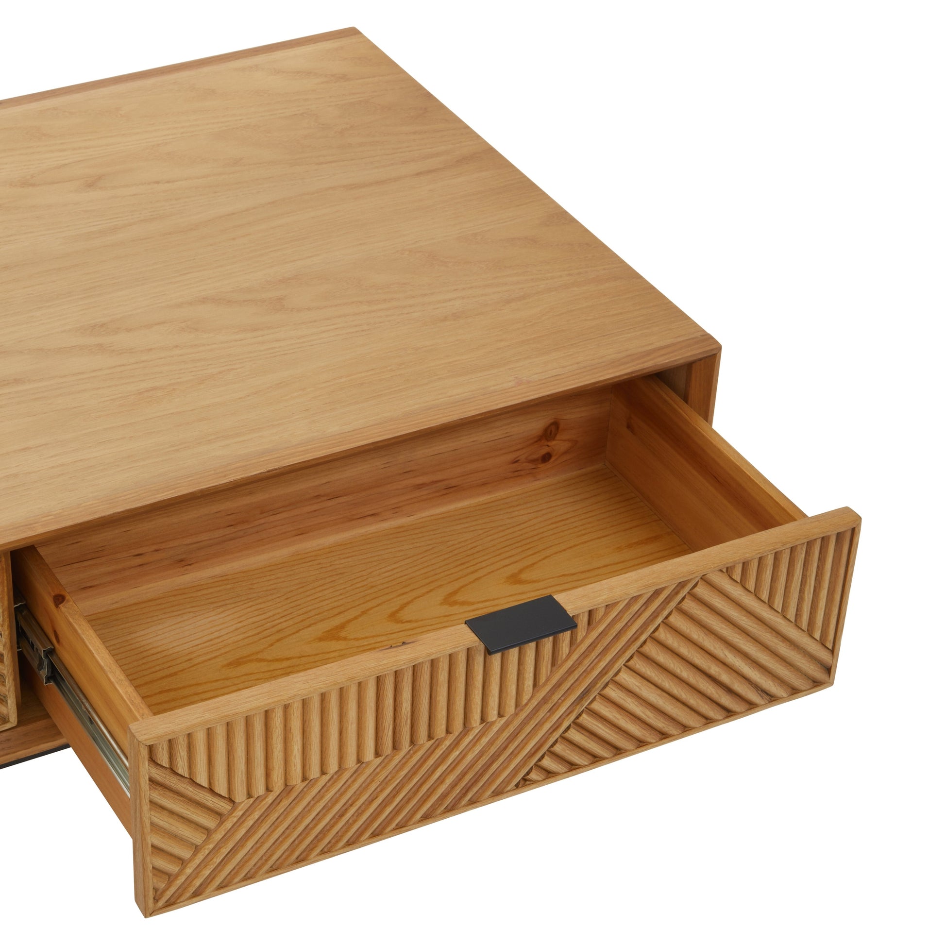 Azara Natural Finish Coffee Table with Drawers  Nicholas John Interiors