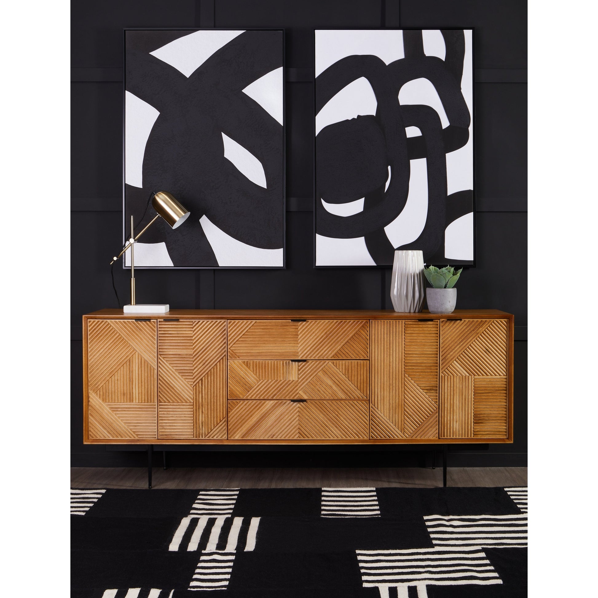 Azara Natural Finish Sideboard with 4 Doors and  3 Drawers  Nicholas John Interiors