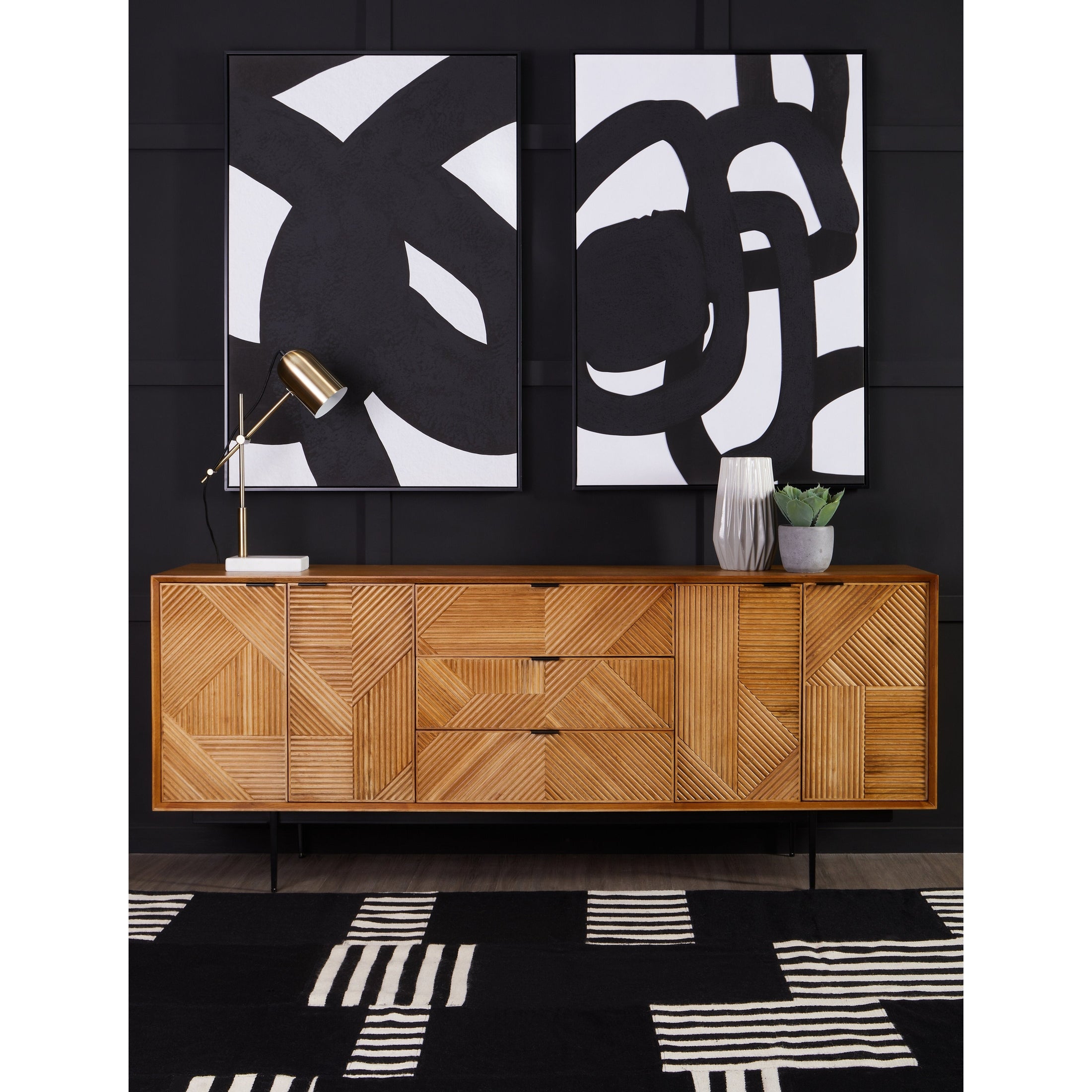 Azara Natural Finish Sideboard with 4 Doors and  3 Drawers  Nicholas John Interiors