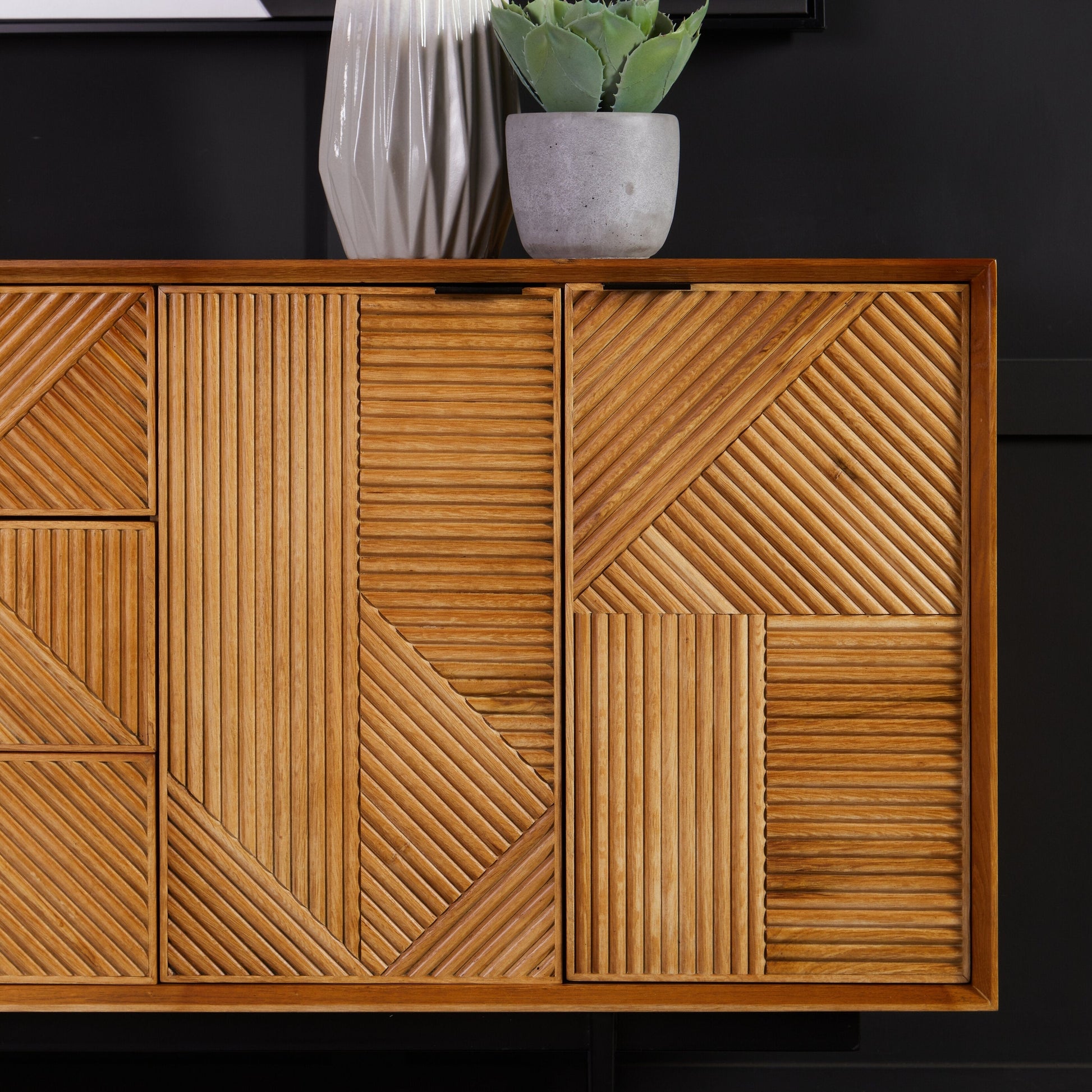 Azara Natural Finish Sideboard with 4 Doors and  3 Drawers  Nicholas John Interiors