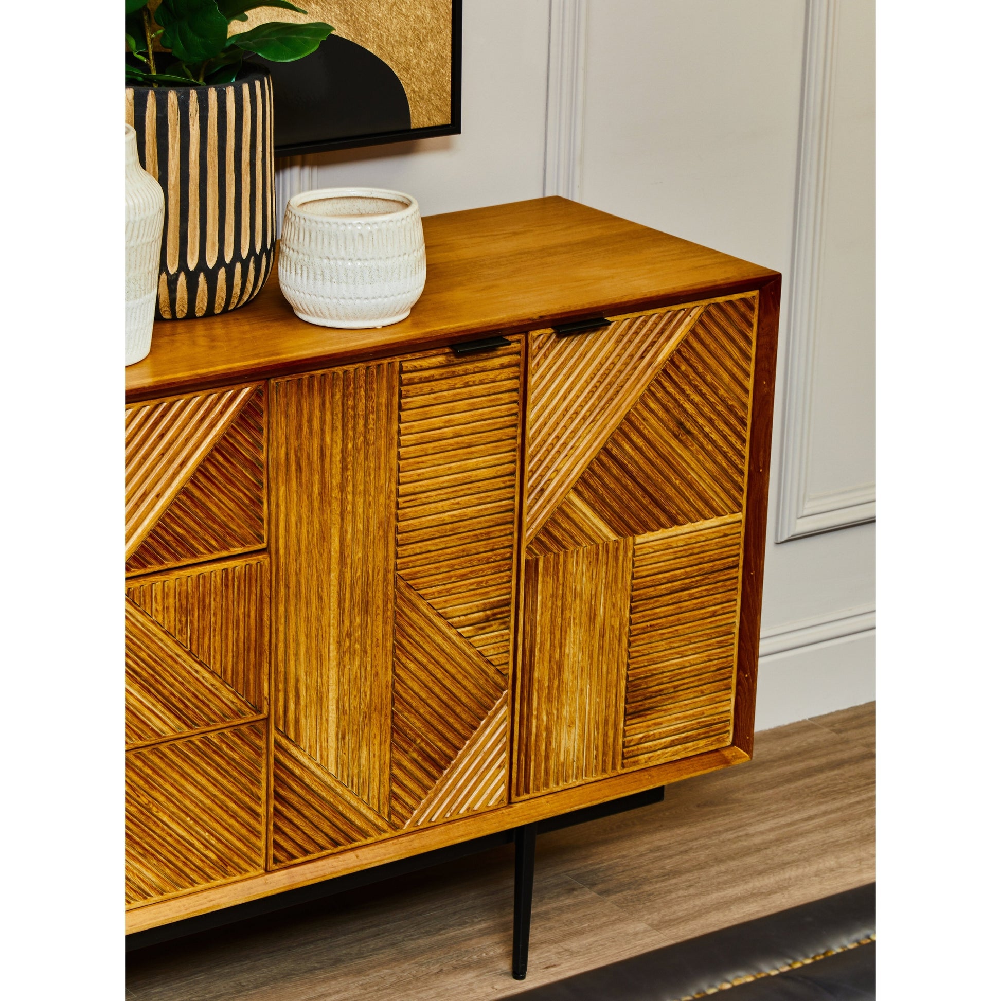 Azara Natural Finish Sideboard with 4 Doors and  3 Drawers  Nicholas John Interiors