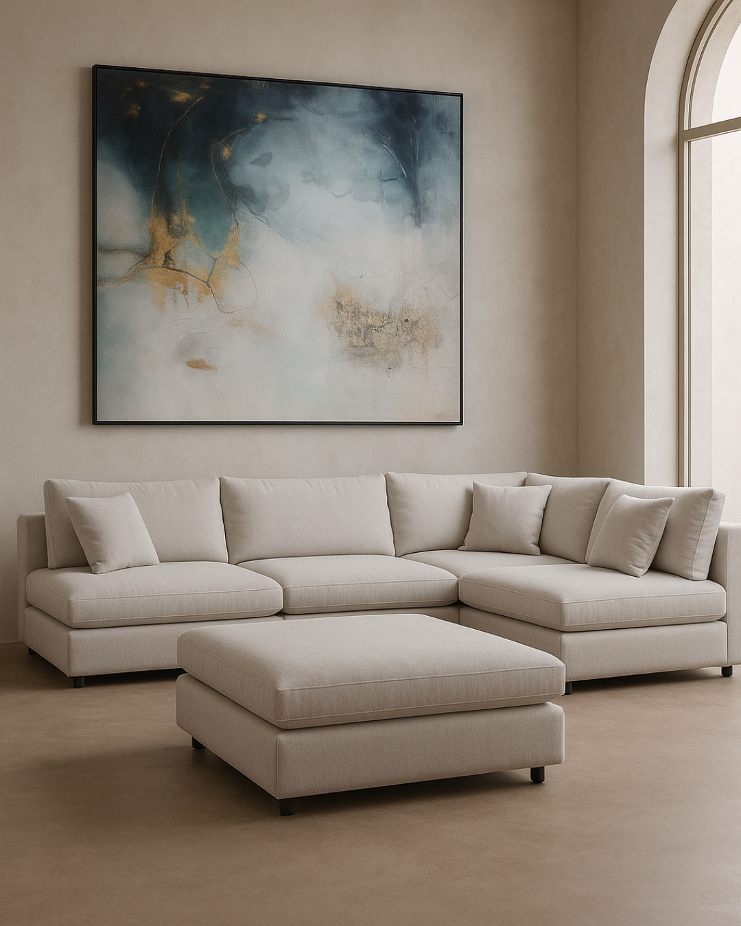 Tommy Franks Blanco 5 Piece Modular Sofa - Avery Velour Cream   Nicholas John Interiors