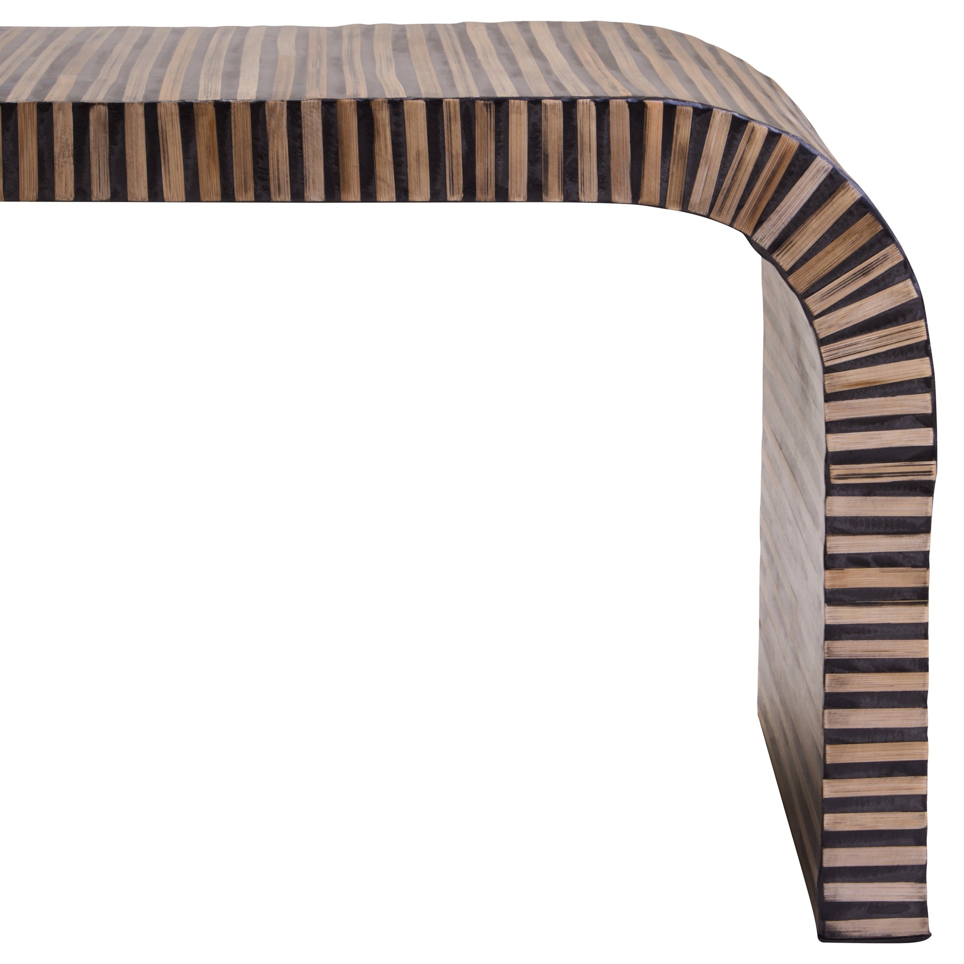 Bambrae Bamboo Inlay Curved Coffee Table  Nicholas John Interiors