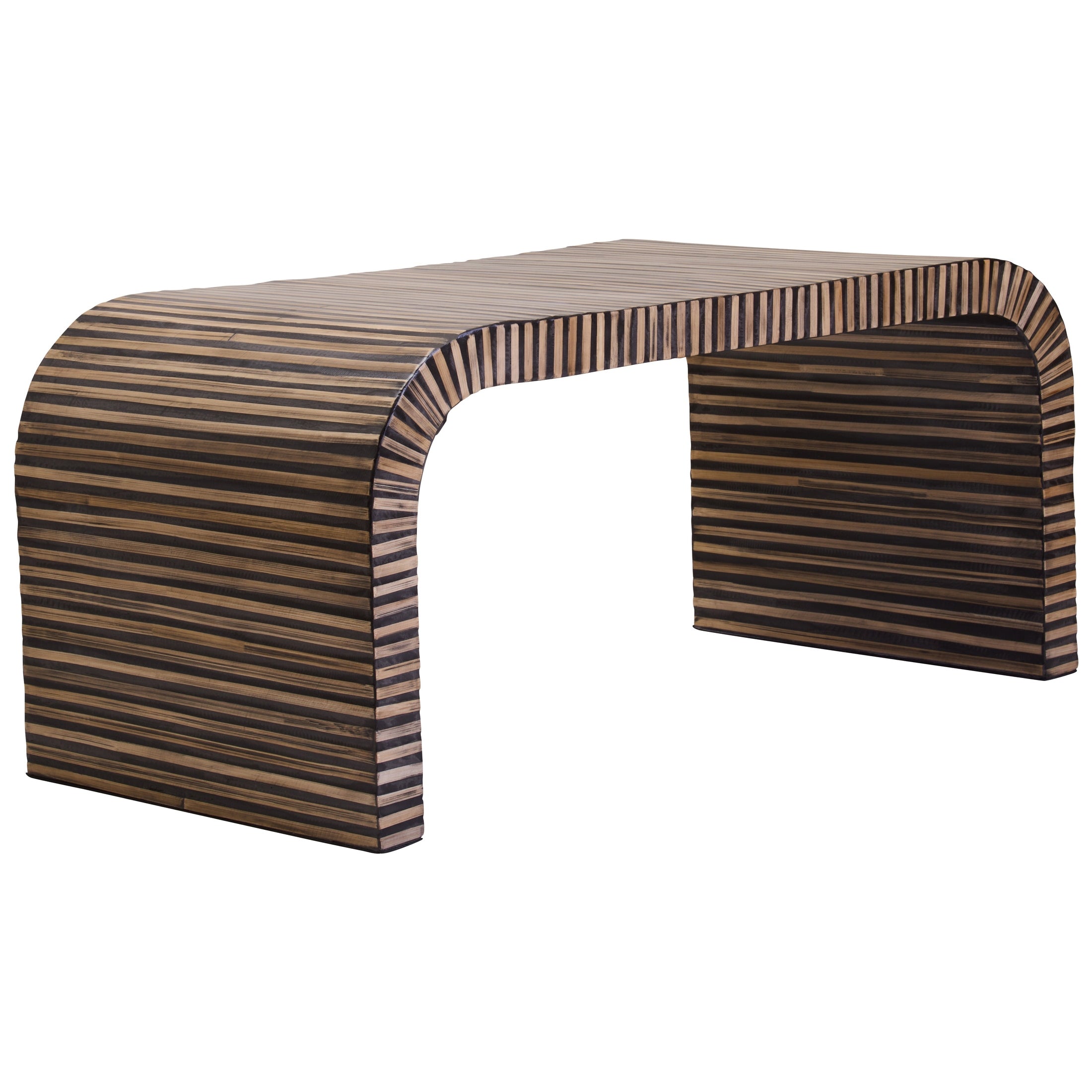 Bambrae Bamboo Inlay Curved Coffee Table  Nicholas John Interiors