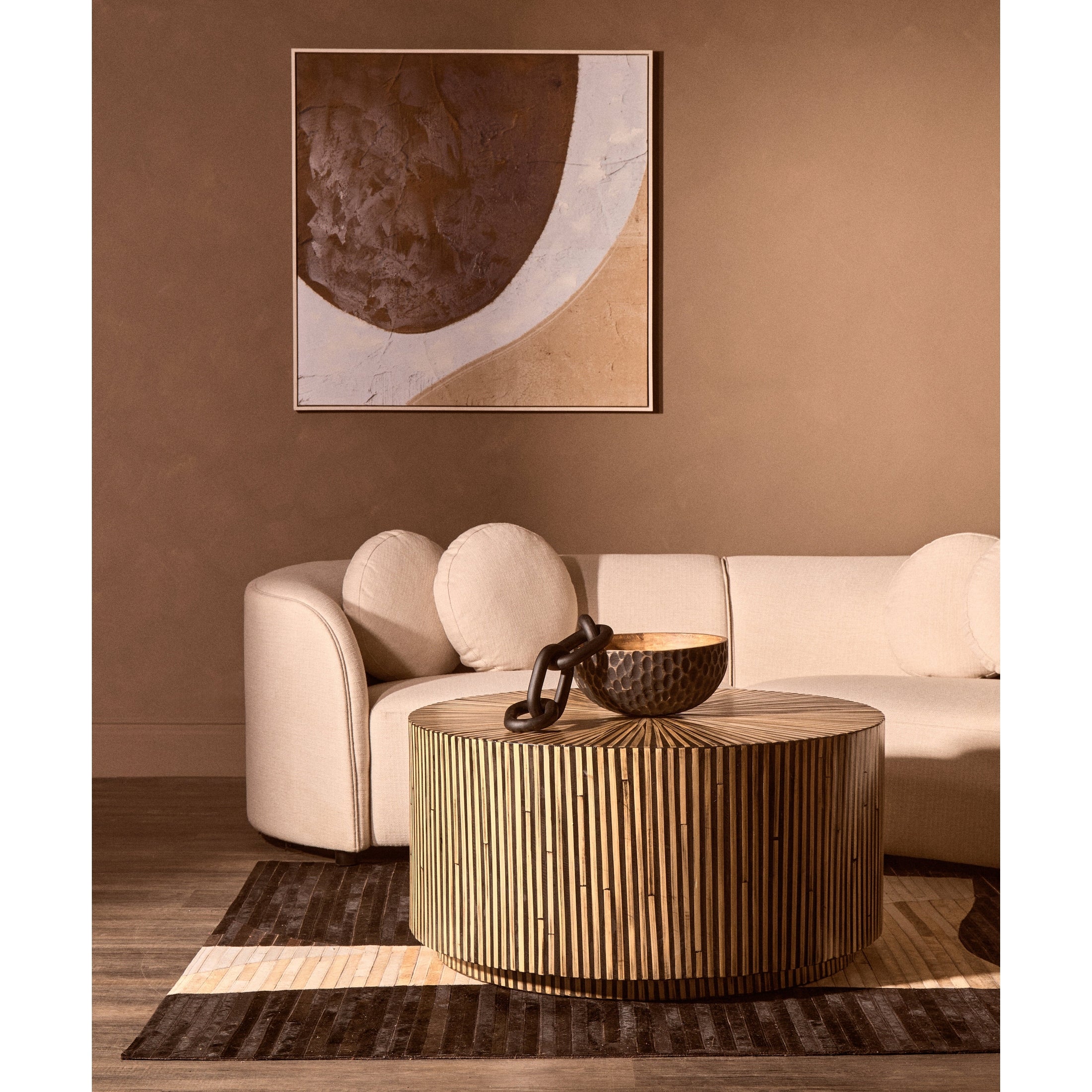 Bambrae Bamboo Inlay Round Coffee Table  Nicholas John Interiors